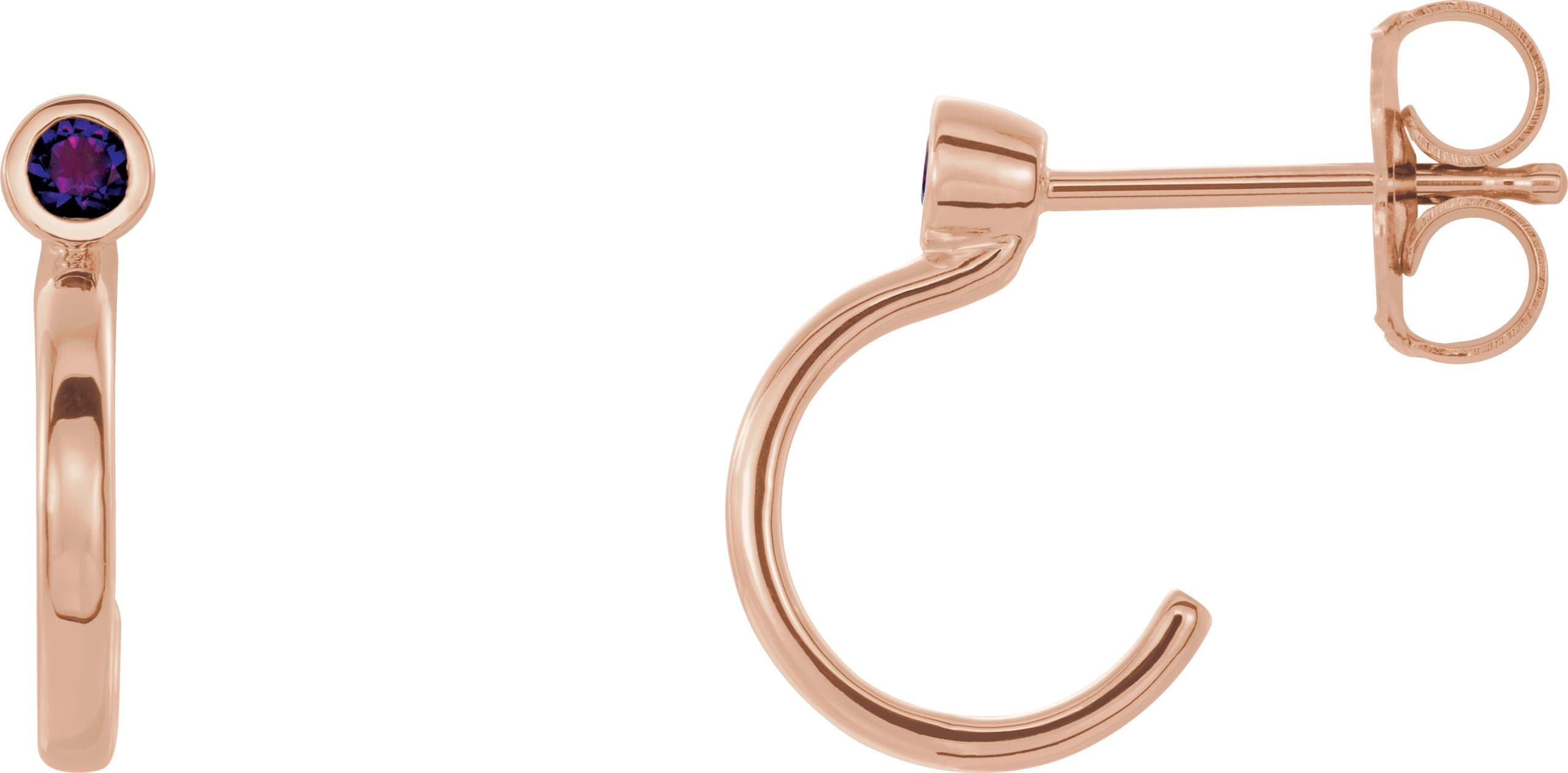 14K Rose  0.06 CTW Natural Diamond Huggie J-Hoop Earring