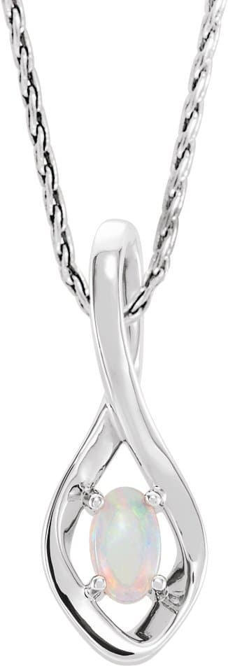14K White Natural White Opal 16-18 Necklace