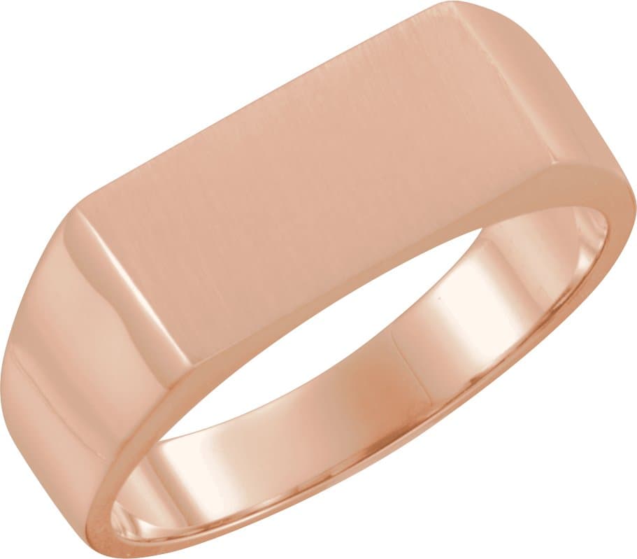 10K White Rectangle Signet Ring