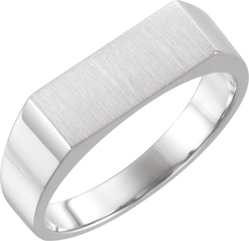 10K White Rectangle Signet Ring