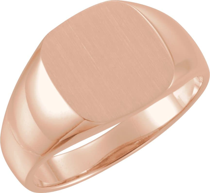 10K White Square Signet Ring