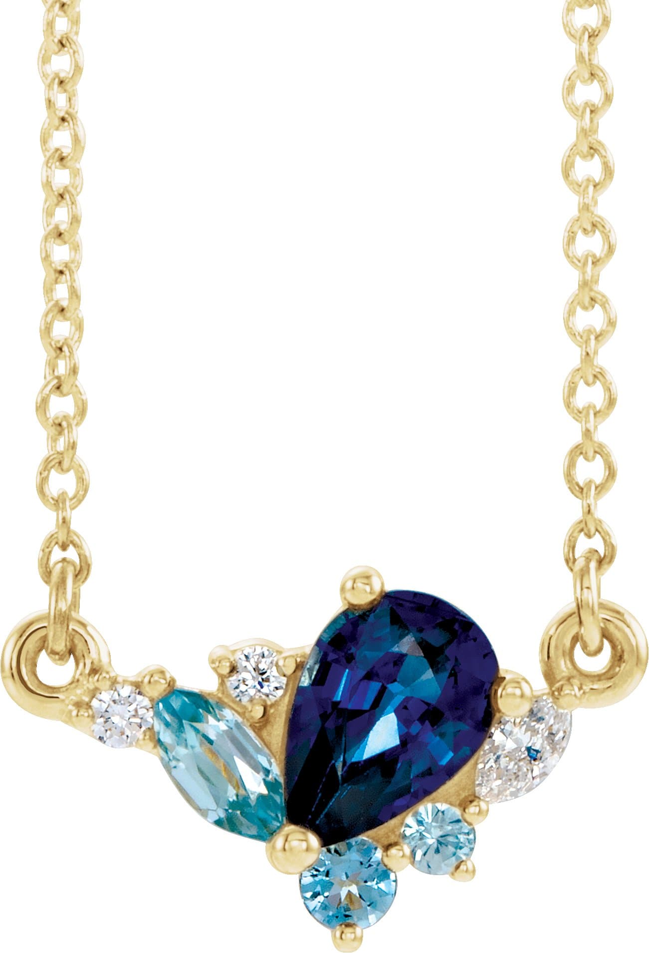 14K Rose Natural Multi-Gemstone & .06 CTW Natural Diamond 18 Necklace