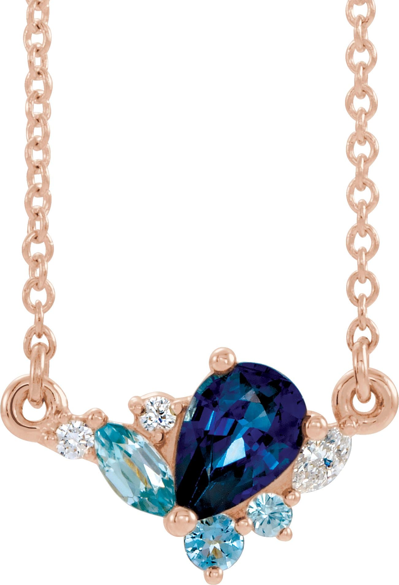 14K Rose Natural Multi-Gemstone & .06 CTW Natural Diamond 18 Necklace