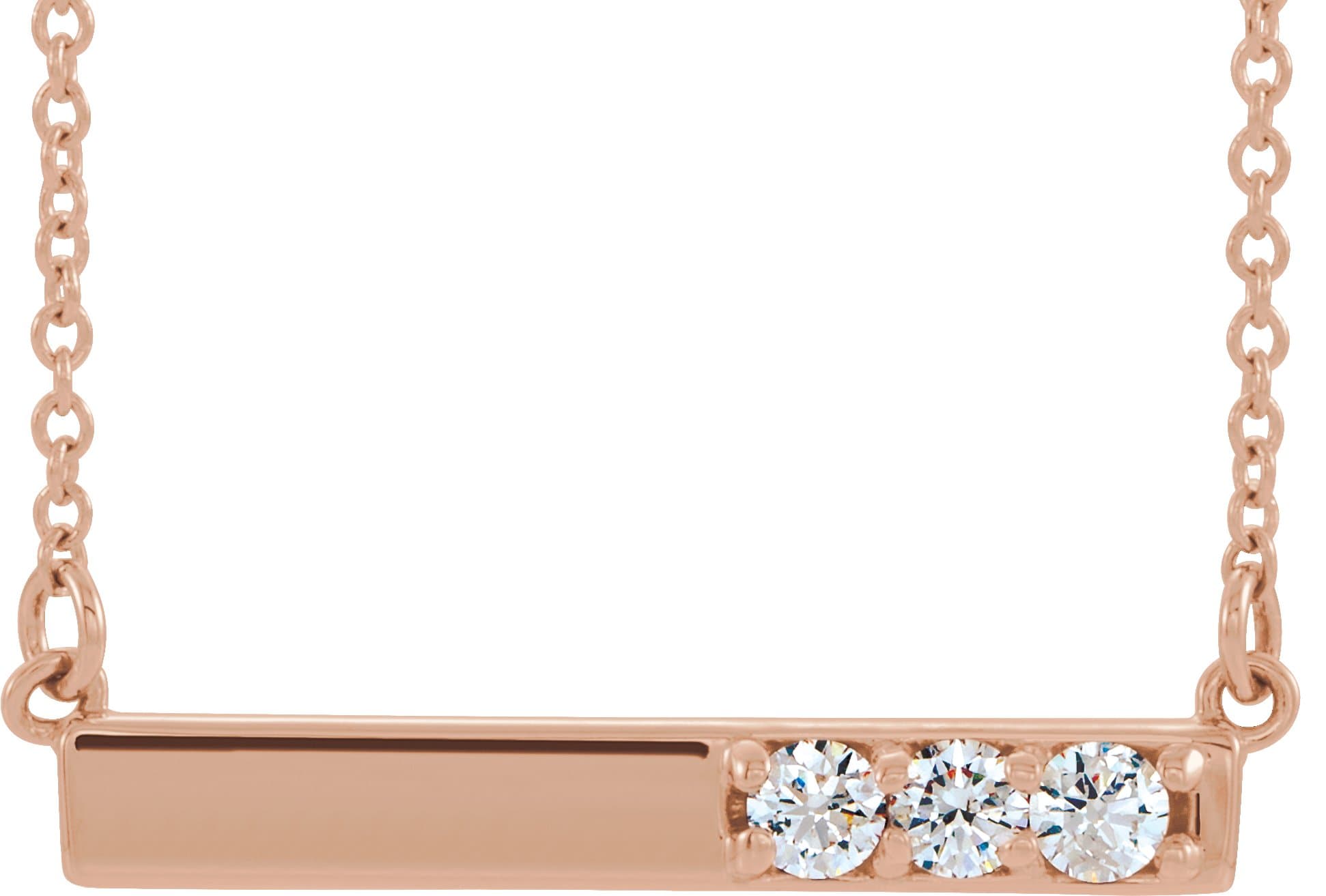 14K Rose 1/5 CTW Natural Diamond Bar 16-18 Necklace
