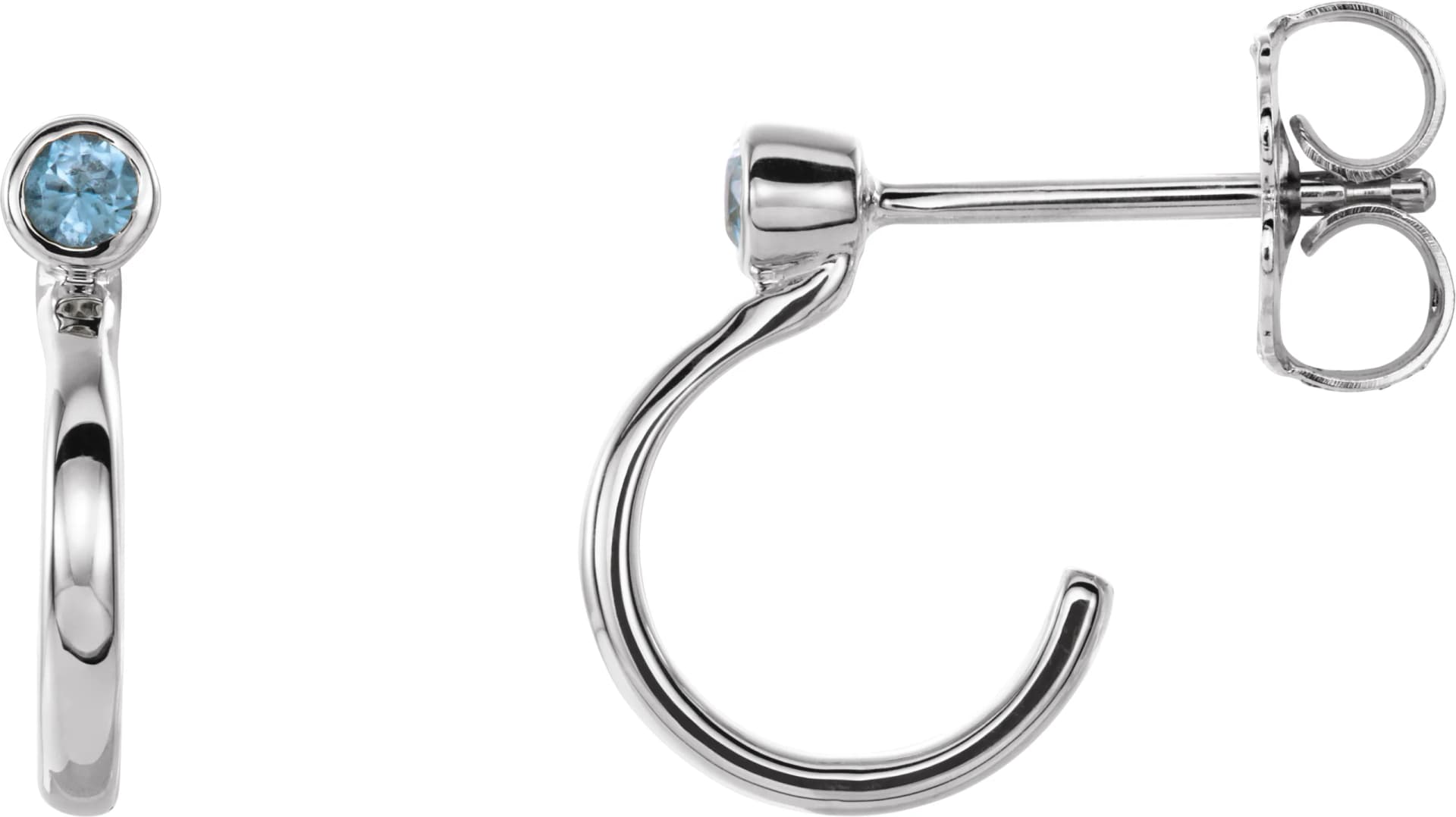 Bezel-Set Hoop Earrings, view 2