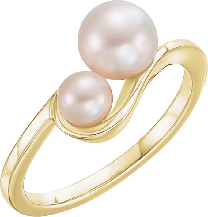 14K White  Cultured White Freshwater Pearl Ring