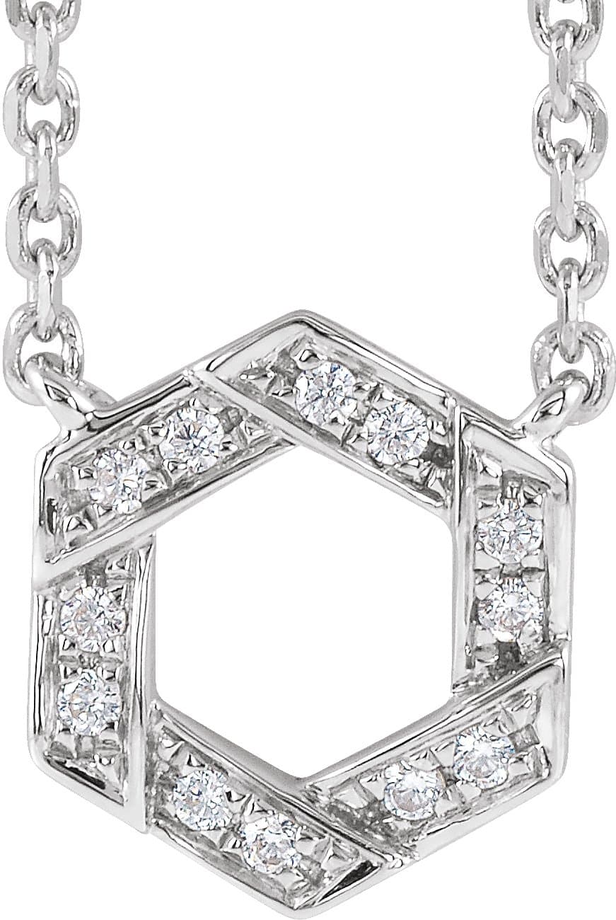 14K White .06 CTW Natural Diamond Geometric 16-18 Necklace