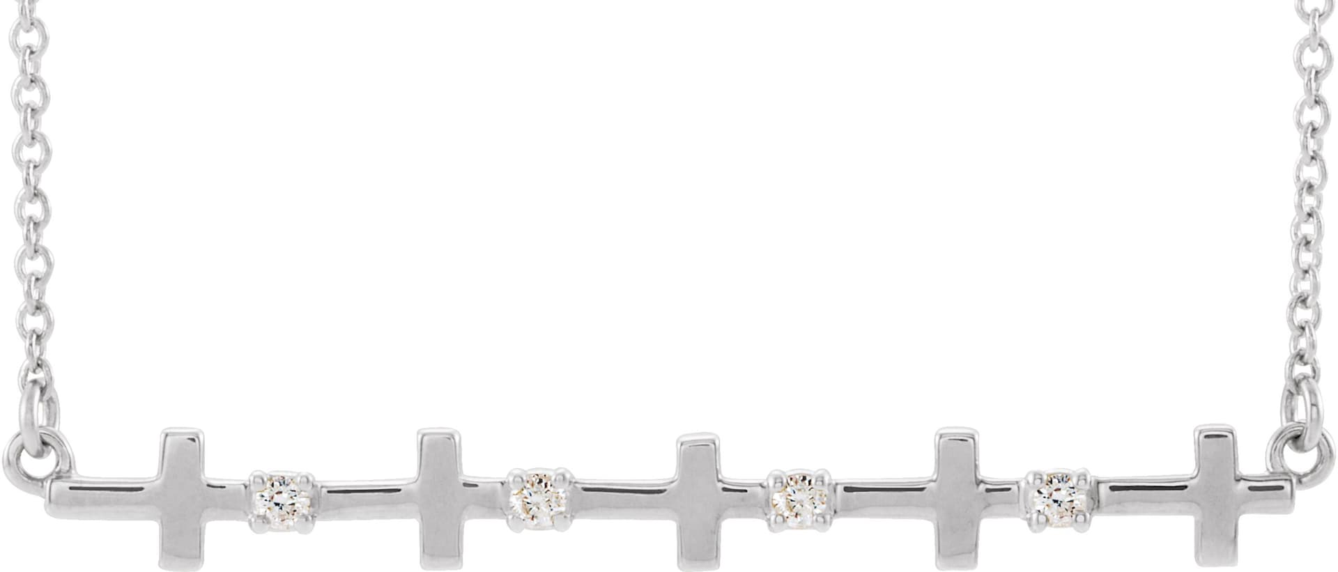 Platinum .05 CTW Natural Diamond Sideways Cross Bar 18 Necklace