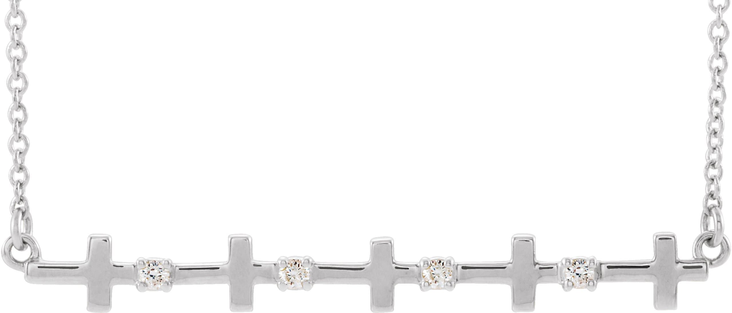 Platinum .05 CTW Natural Diamond Sideways Cross Bar 18 Necklace