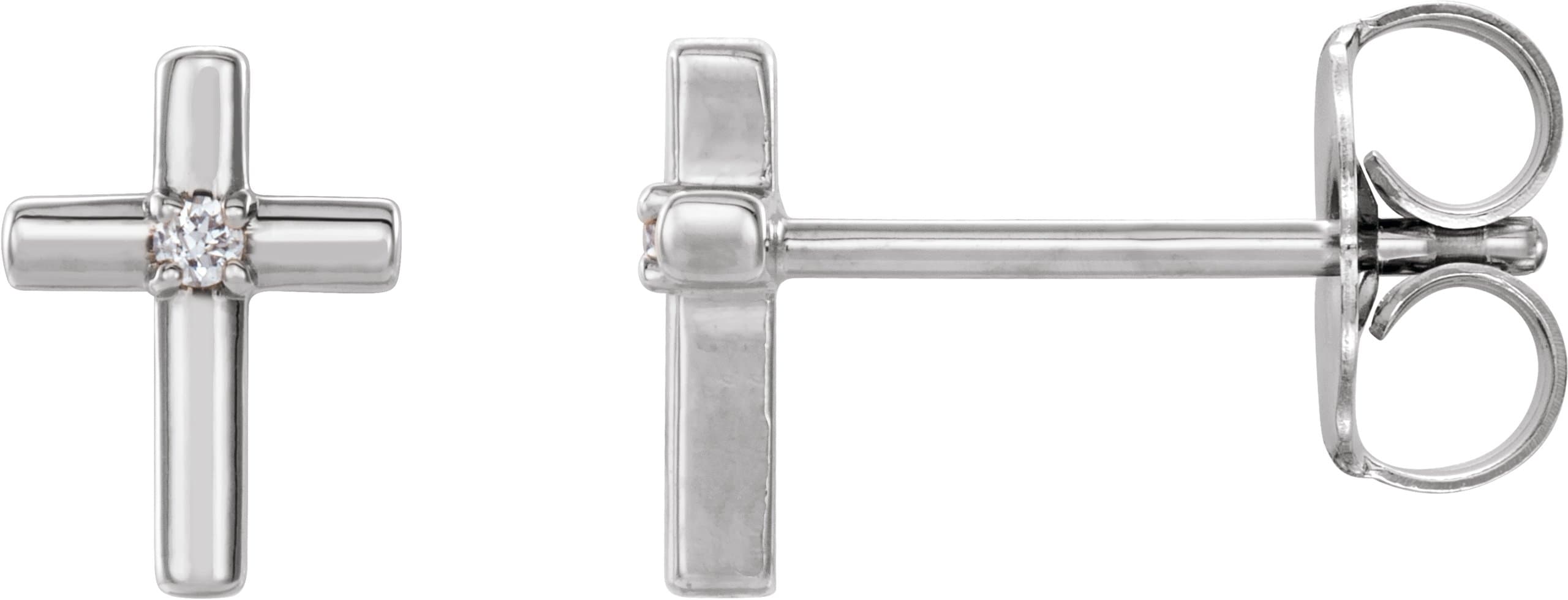 14K White .01 CTW Natural Diamond Cross Earrings
