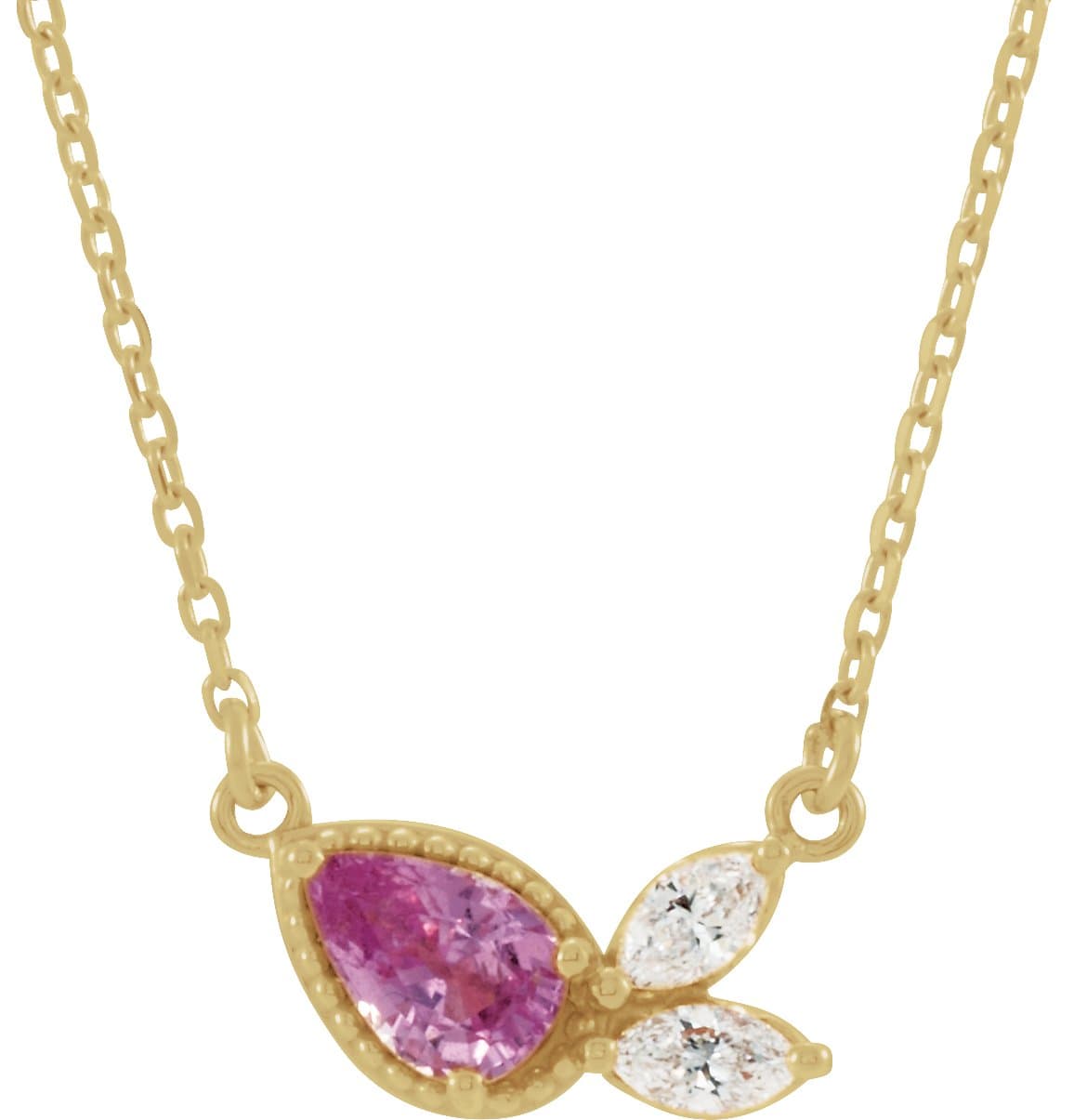 14K Rose Natural Pink Sapphire & 1/6 CTW Natural Diamond 16 Necklace