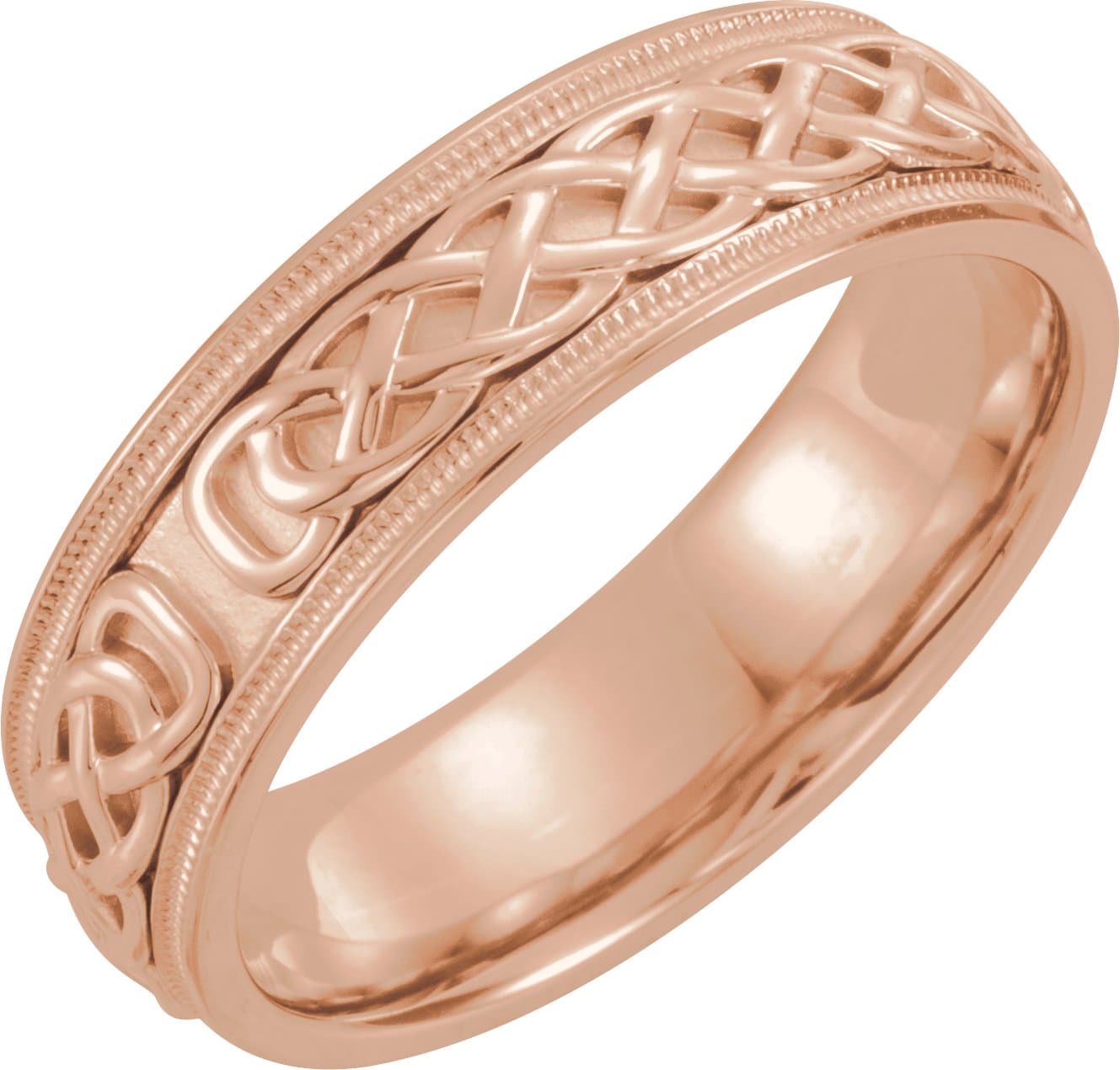 14K Rose 7 mm Milgrain Celtic-Inspired Band Size 10