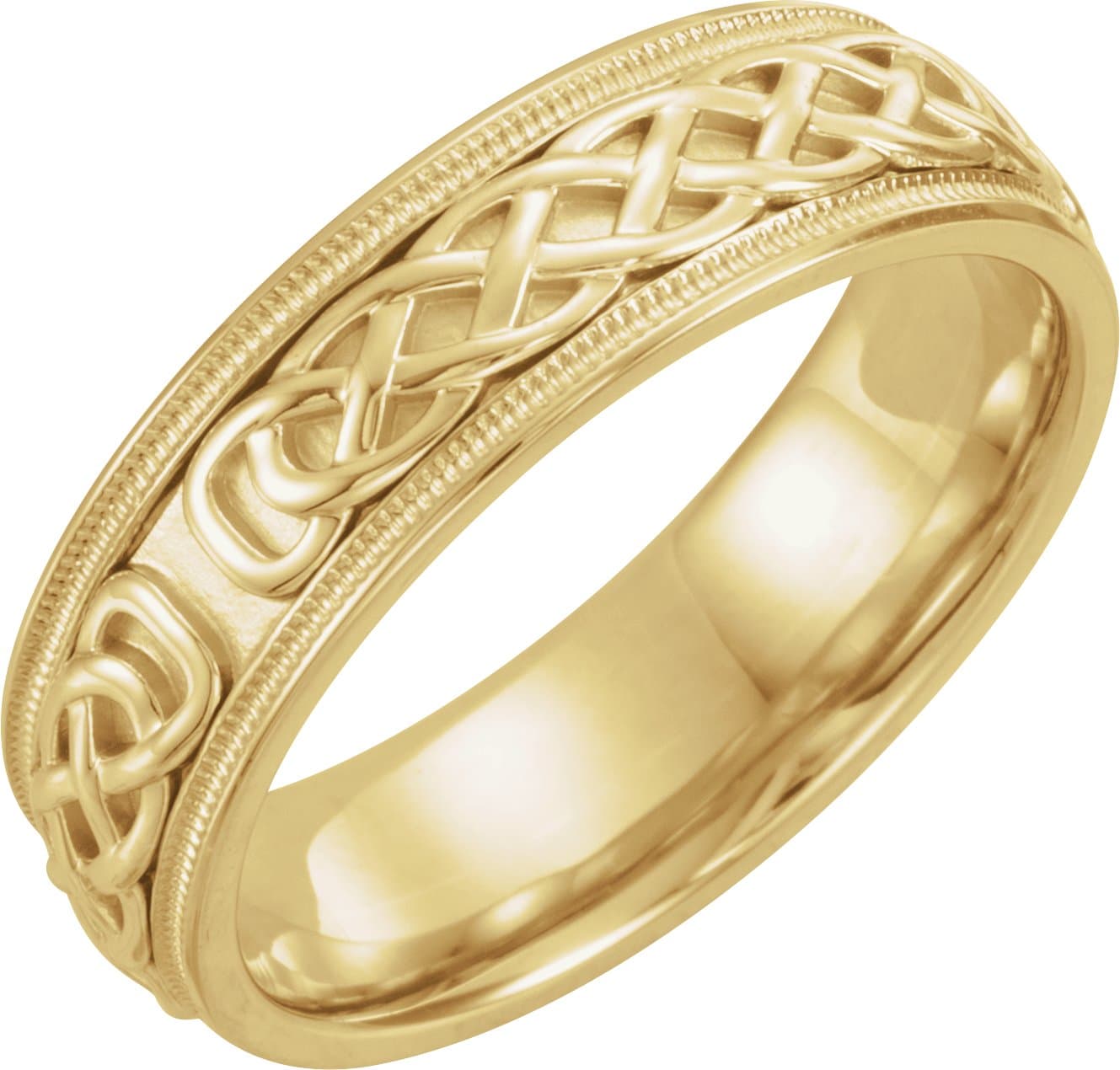 14K Rose 7 mm Milgrain Celtic-Inspired Band Size 10