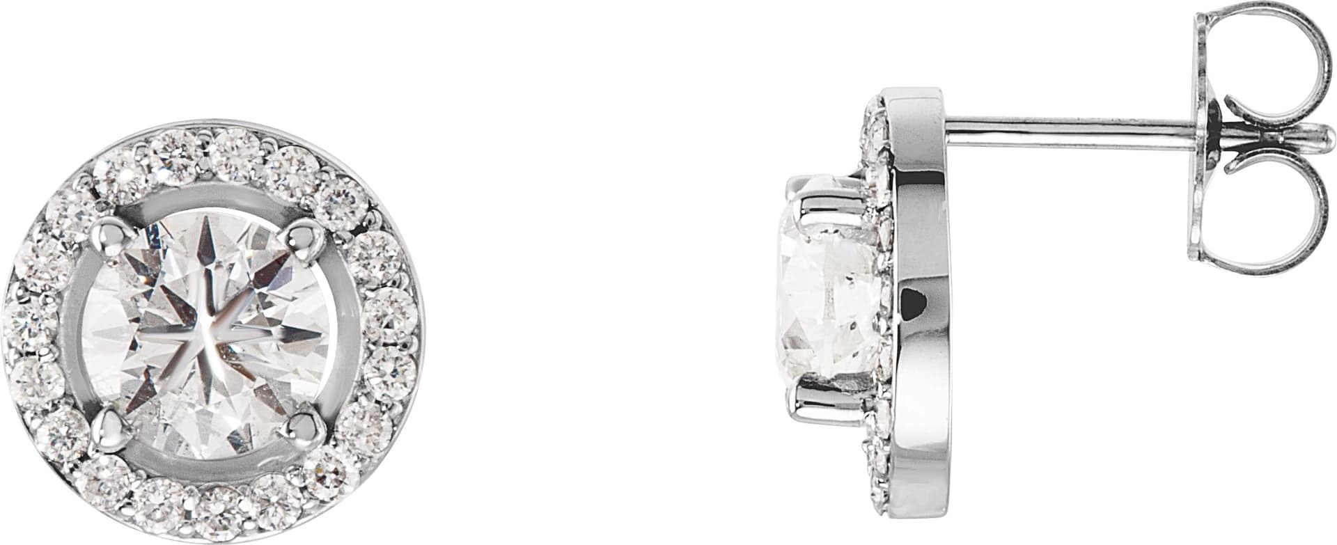 14K White Gold 1 1/2 CTW Natural Diamond Halo-Style Earrings         