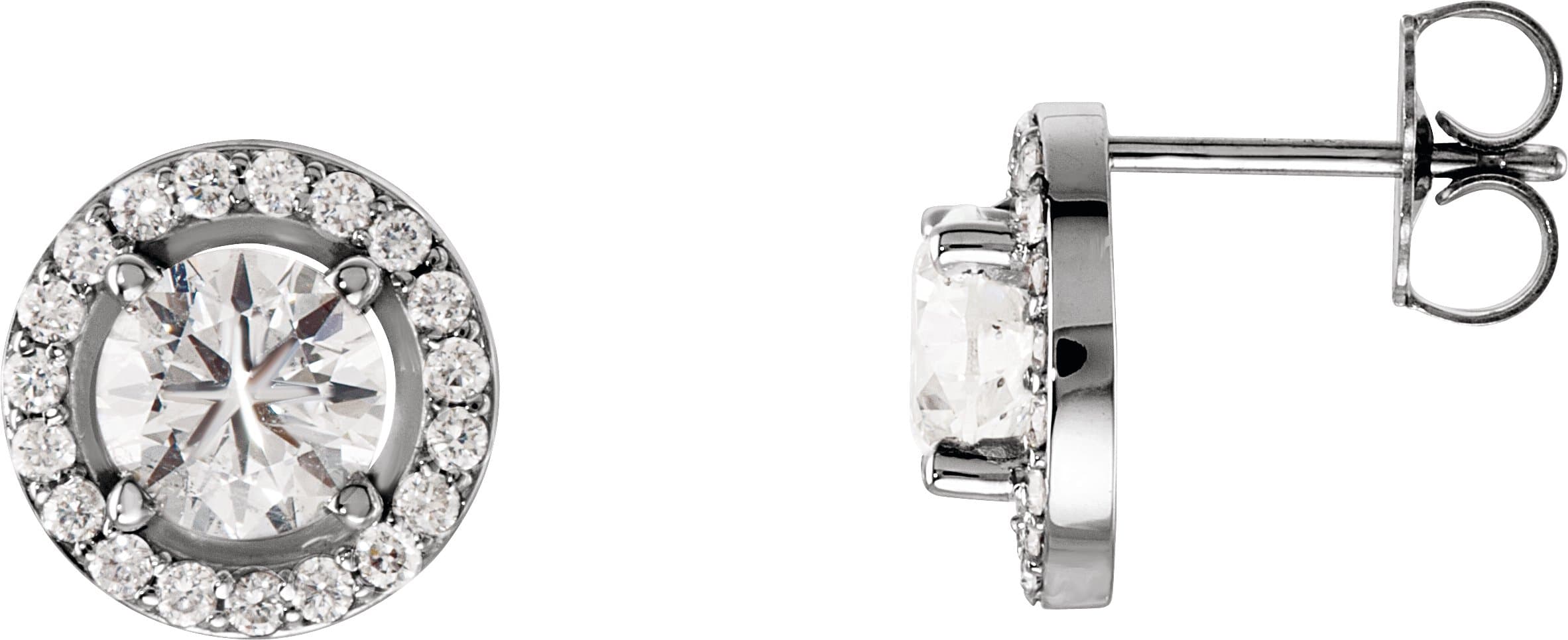 14K White Gold 1 1/2 CTW Natural Diamond Halo-Style Earrings         