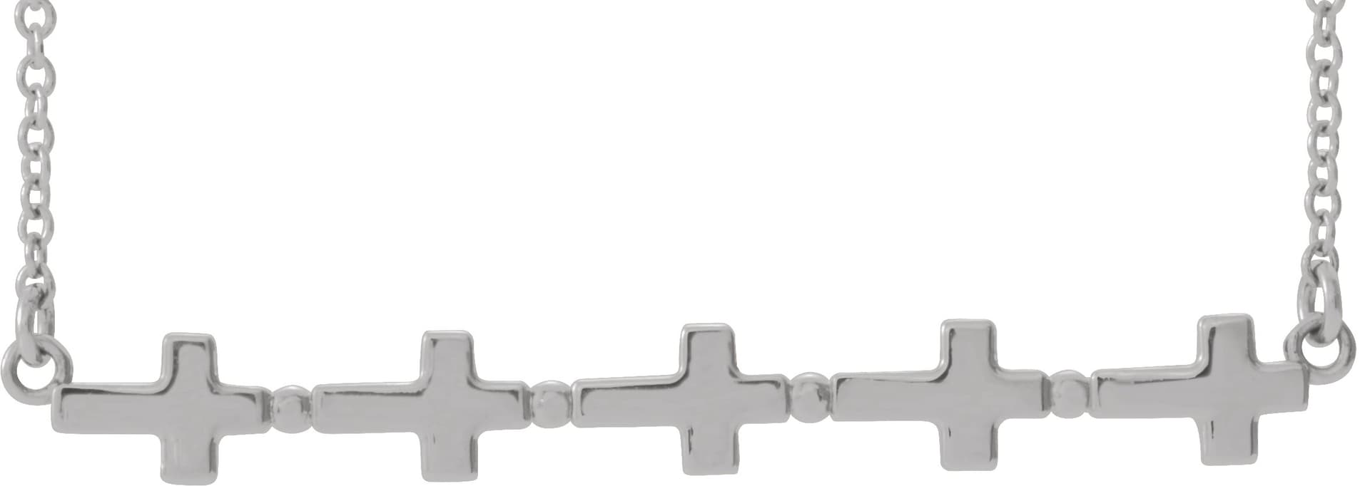 14K White Sideways Cross Bar 18 Necklace