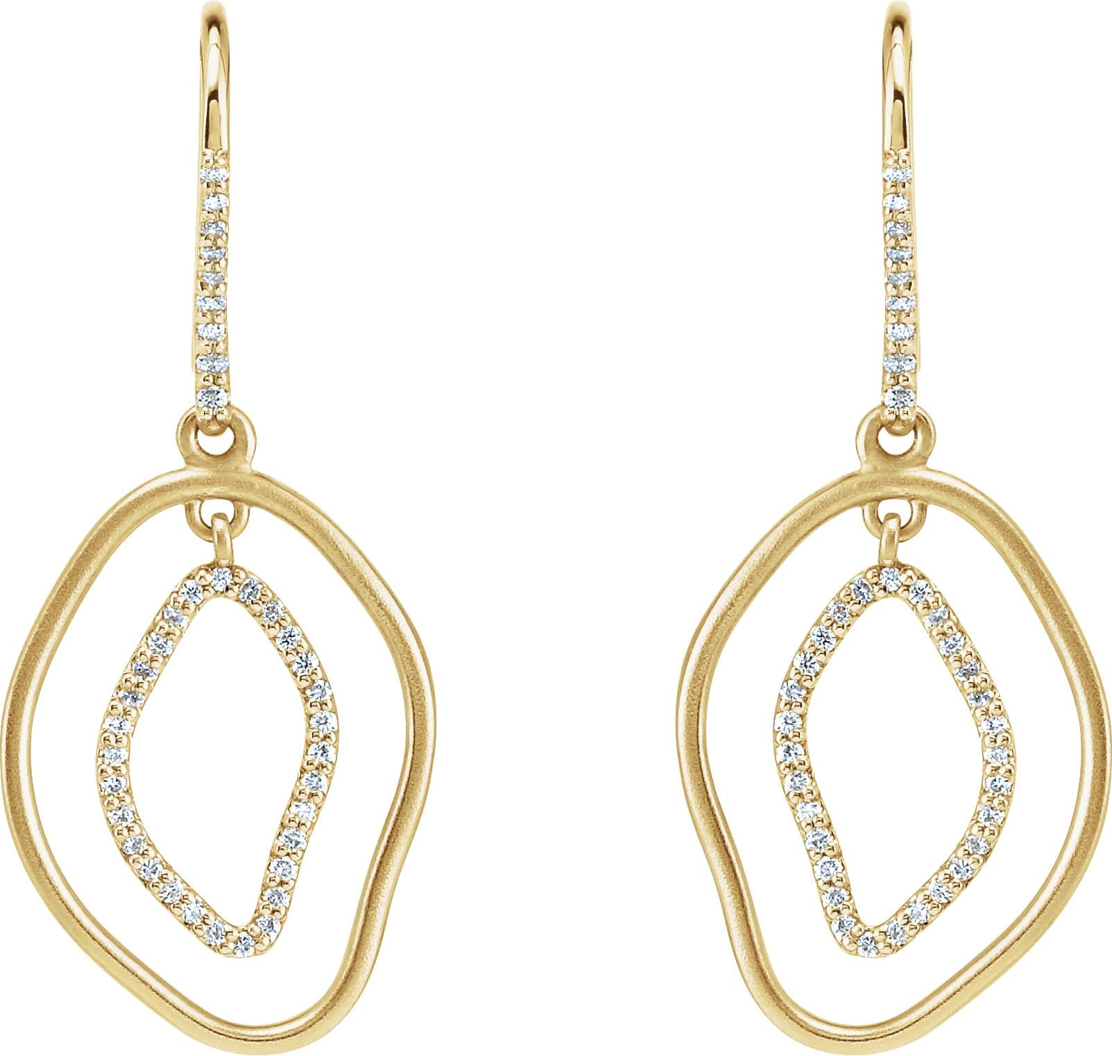 14K Yellow 3/8 CTW Natural Diamond Dangle Earrings