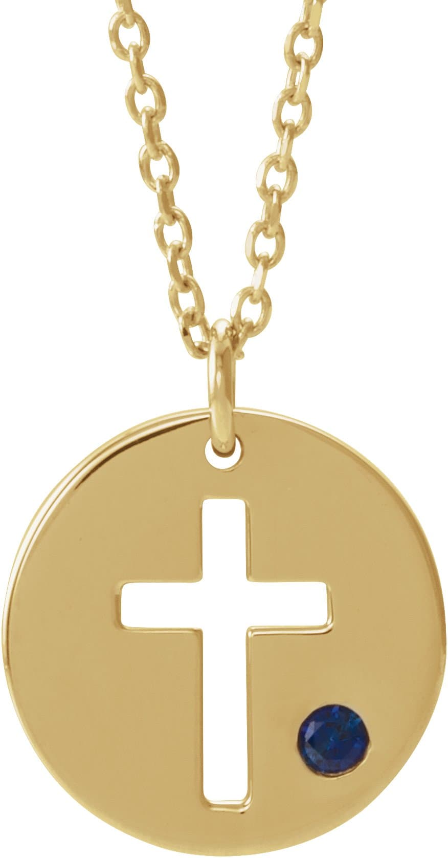 14K Rose .03 CT Natural Diamond Pierced Cross Disc 16-18 Necklace