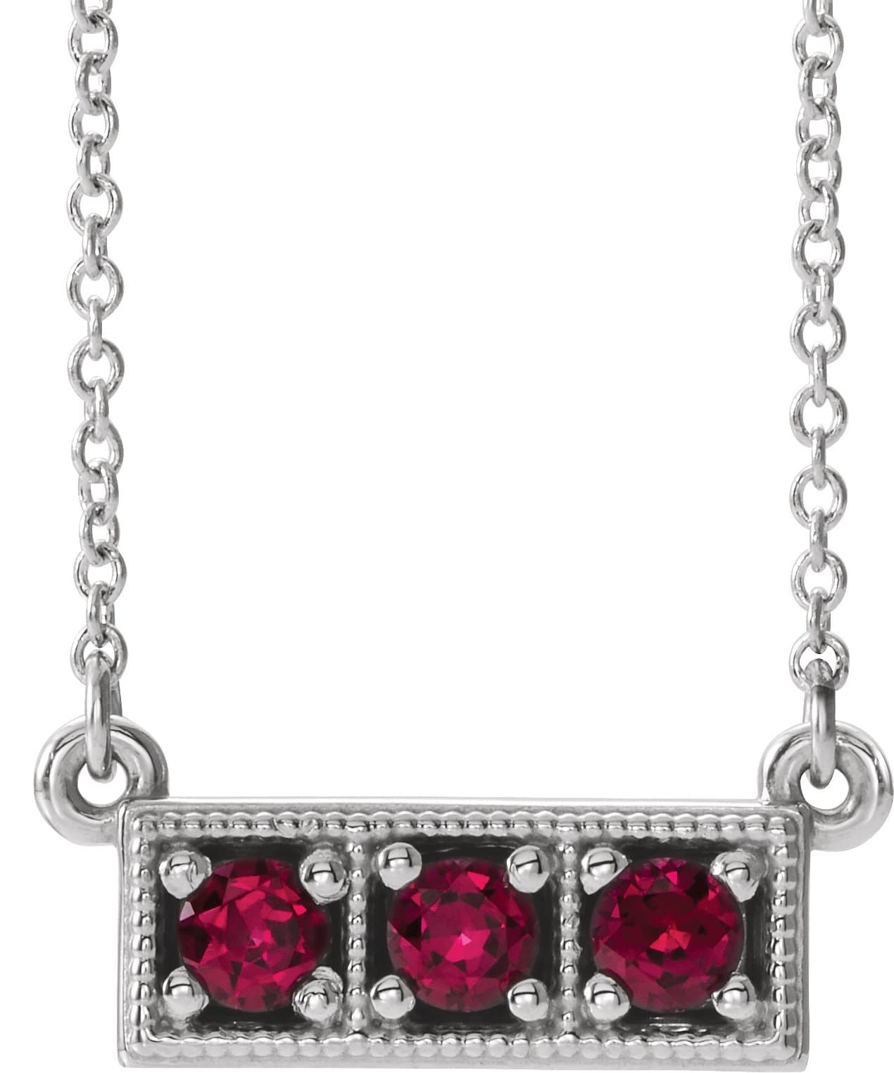14K Rose Lab-Grown Alexandrite Three-Stone Bar 16-18 Necklace