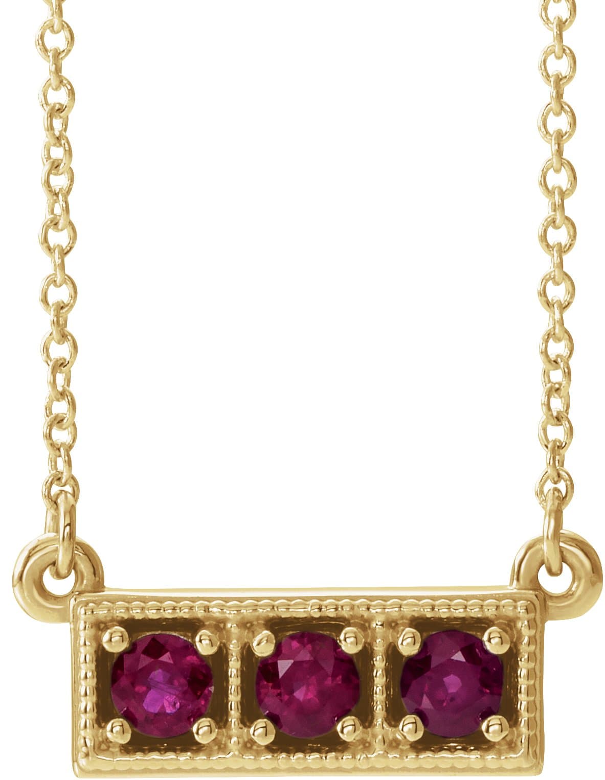 14K Rose Lab-Grown Alexandrite Three-Stone Bar 16-18 Necklace
