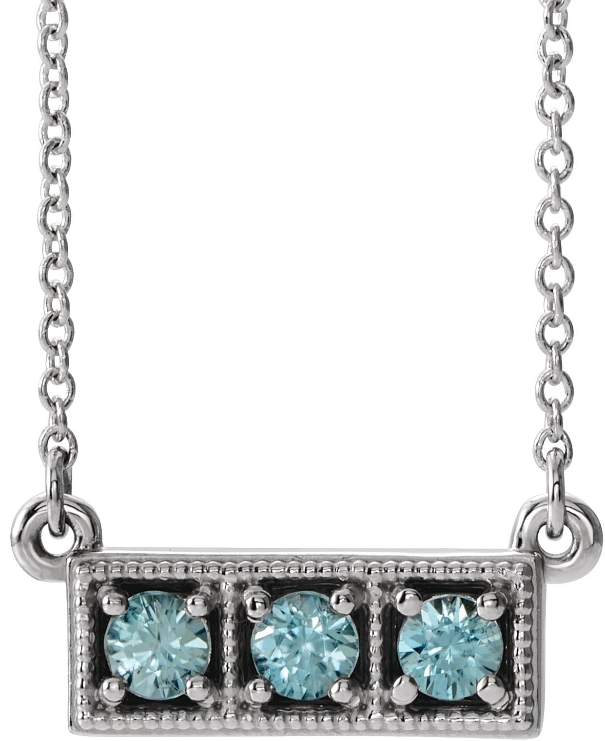 14K Rose Lab-Grown Alexandrite Three-Stone Bar 16-18 Necklace
