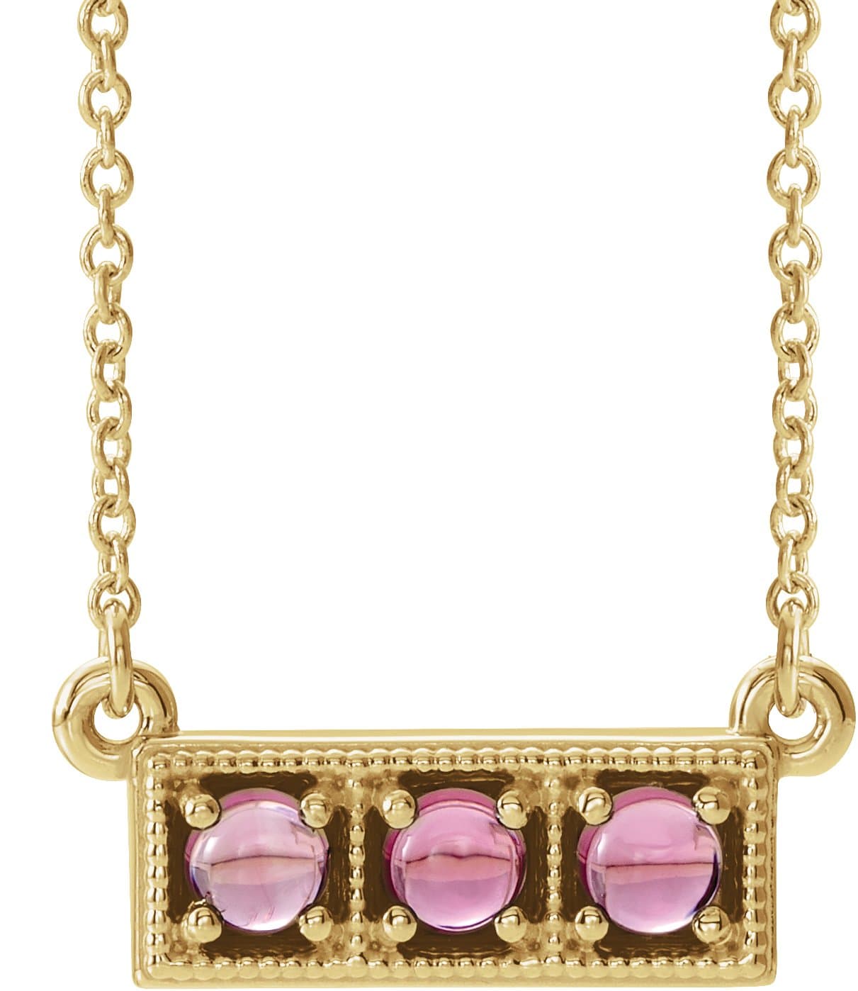 14K Rose Lab-Grown Alexandrite Three-Stone Bar 16-18 Necklace
