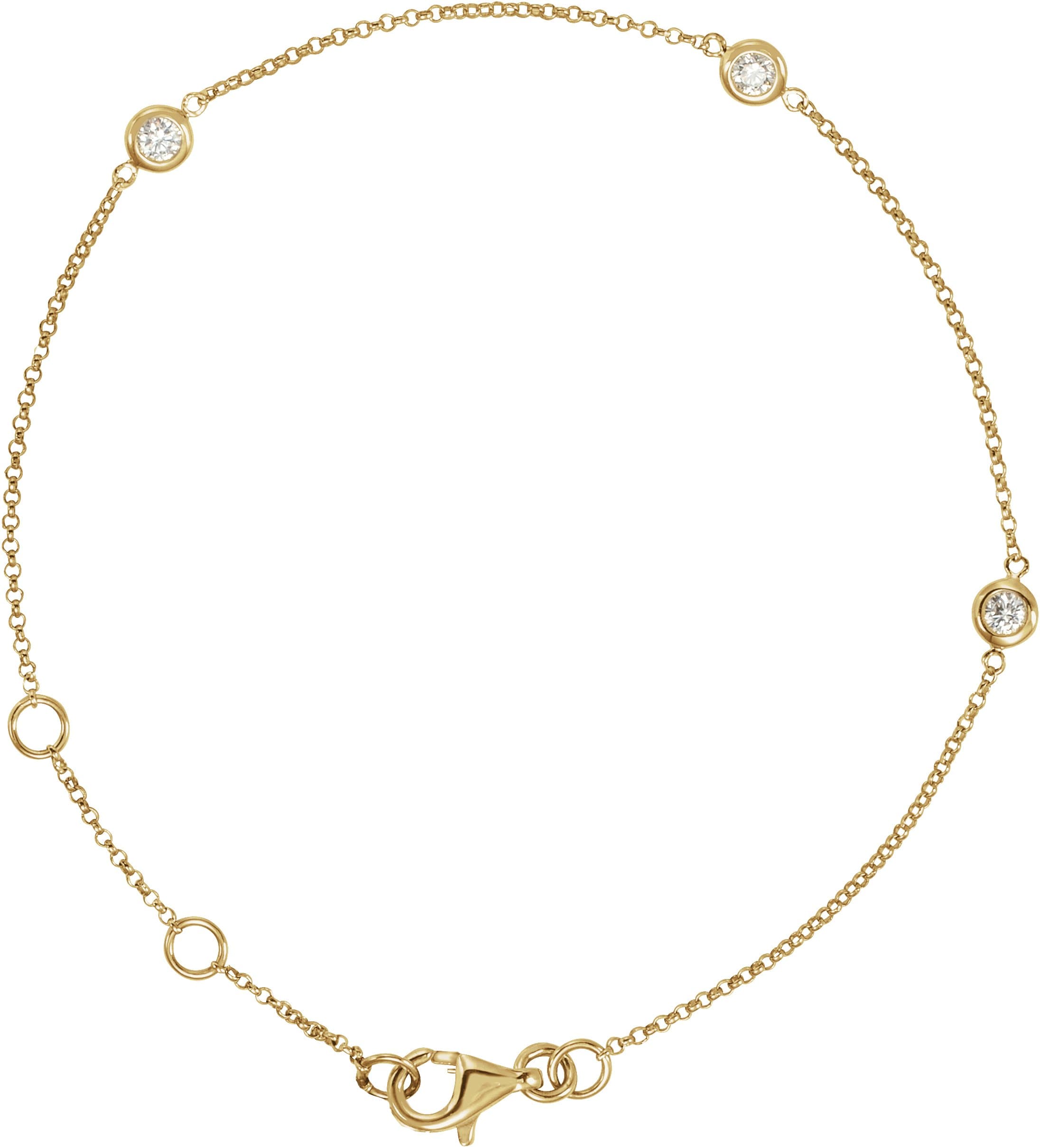 14K Rose 1/6 CTW Natural Diamond Bezel-Set 3-Station 5 1/2-7 Bracelet