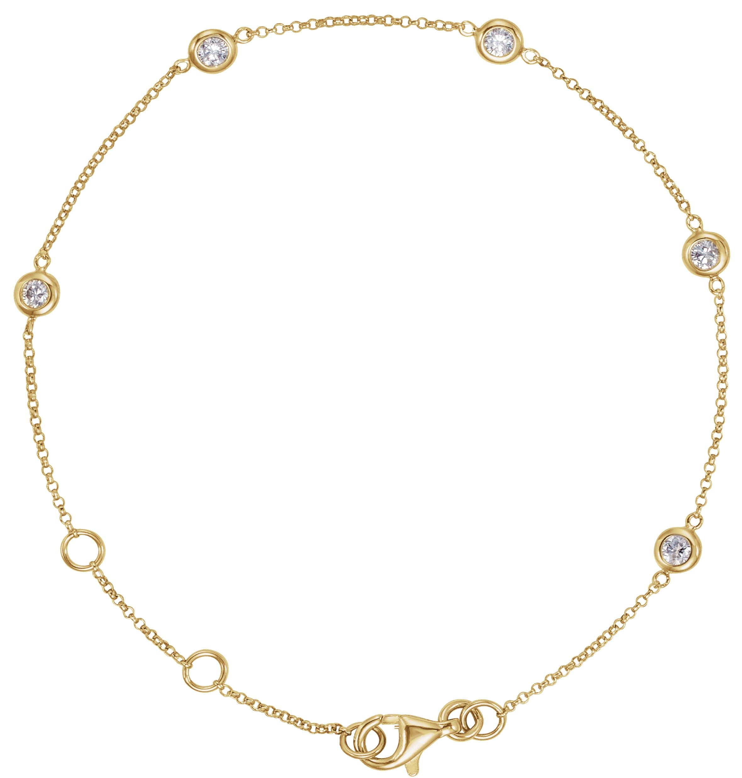14K Rose 1/4 CTW Natural Diamond Bezel-Set 5-Station 5 1/2-7 Bracelet
