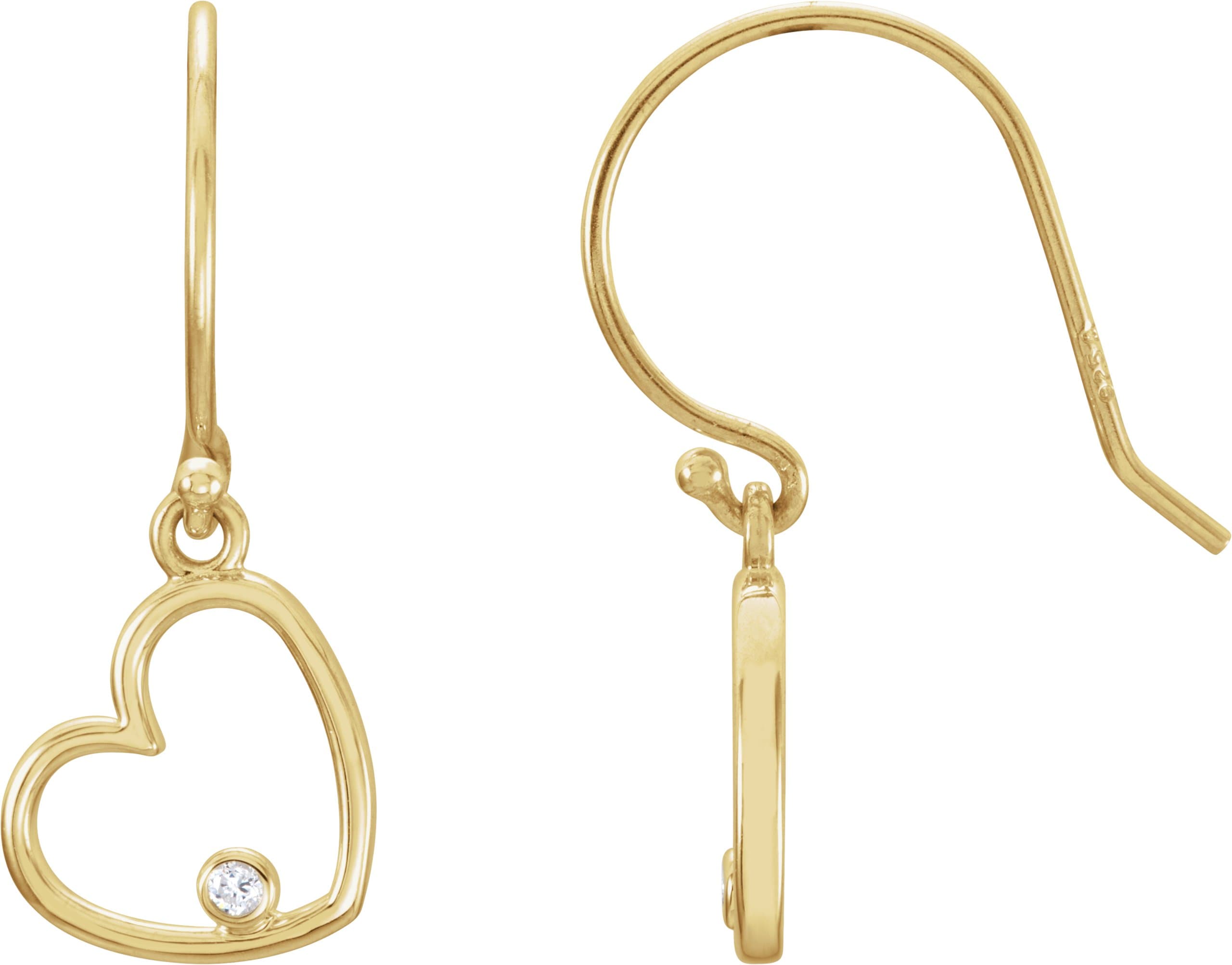 14K Yellow .03 CTW Natural Diamond Heart Earrings