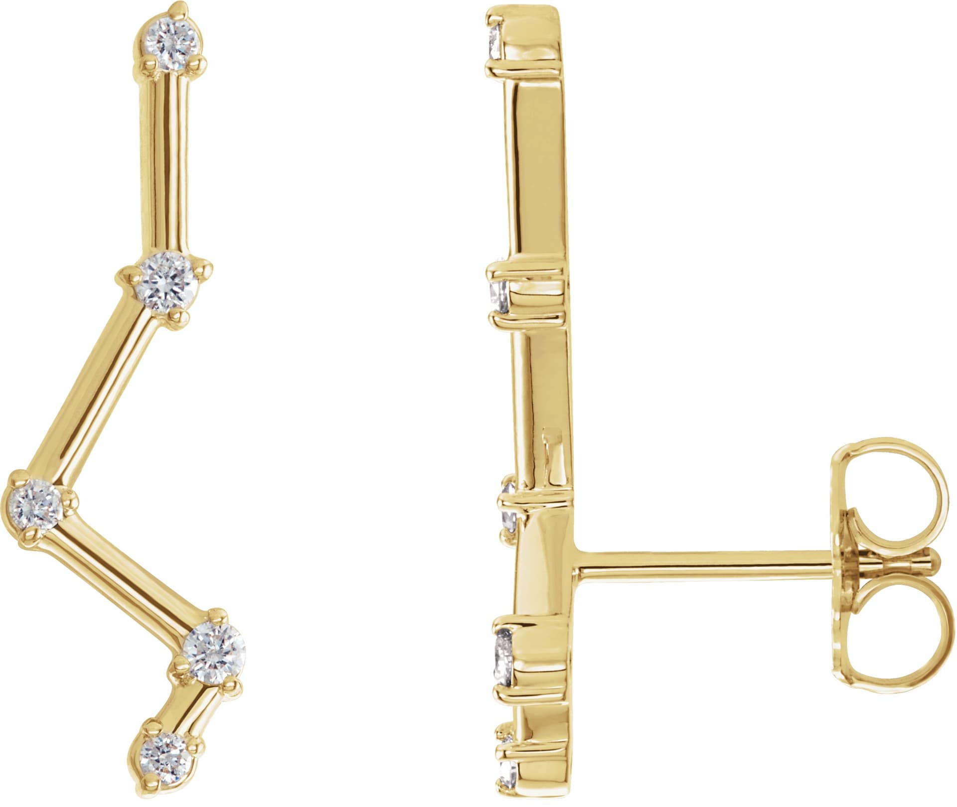 14K White 1/10 CTW Natural Diamond Constellation Ear Climbers