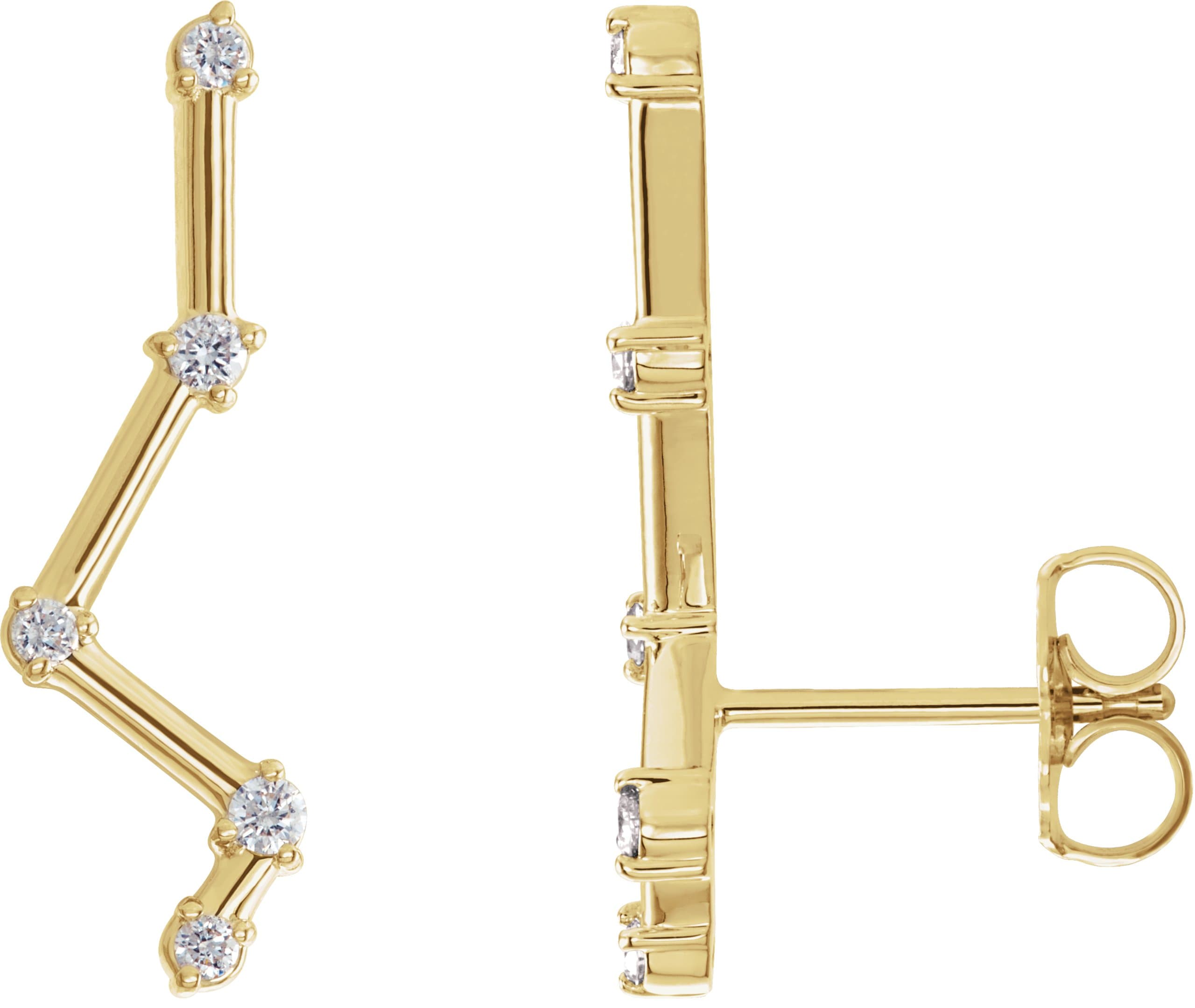 14K White 1/10 CTW Natural Diamond Constellation Ear Climbers