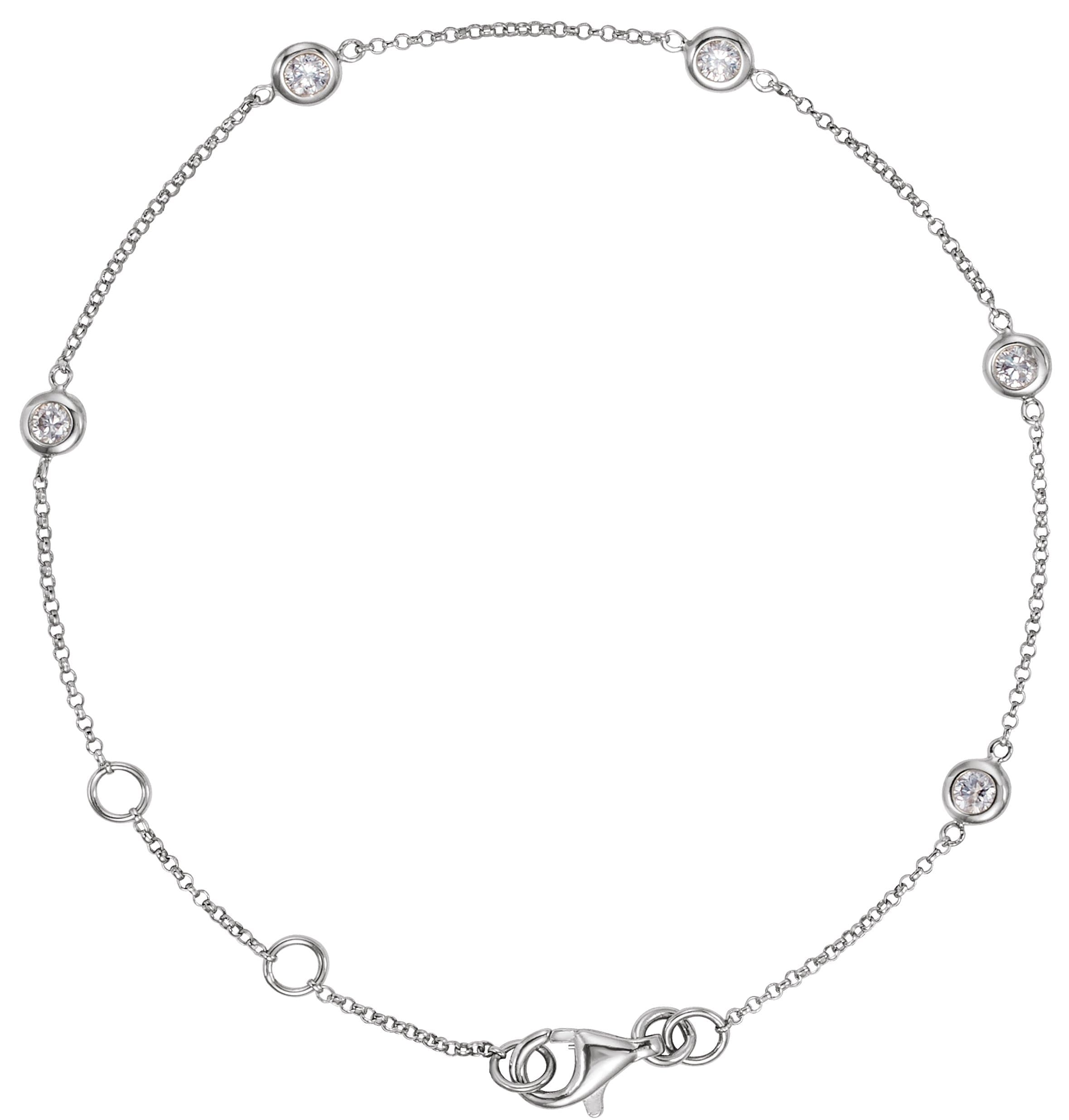 14K Rose 1/4 CTW Natural Diamond Bezel-Set 5-Station 5 1/2-7 Bracelet