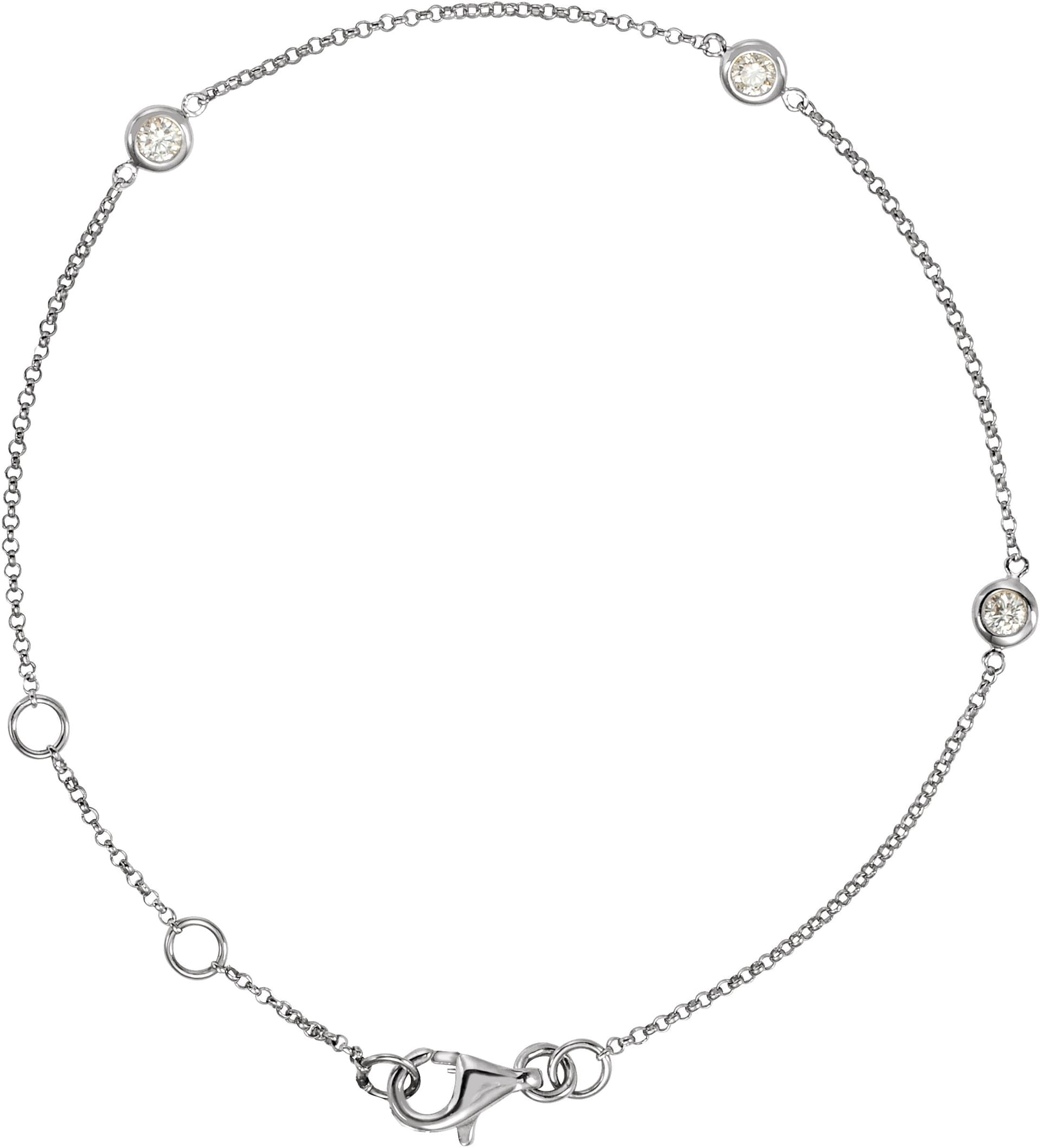 14K Rose 1/6 CTW Natural Diamond Bezel-Set 3-Station 5 1/2-7 Bracelet