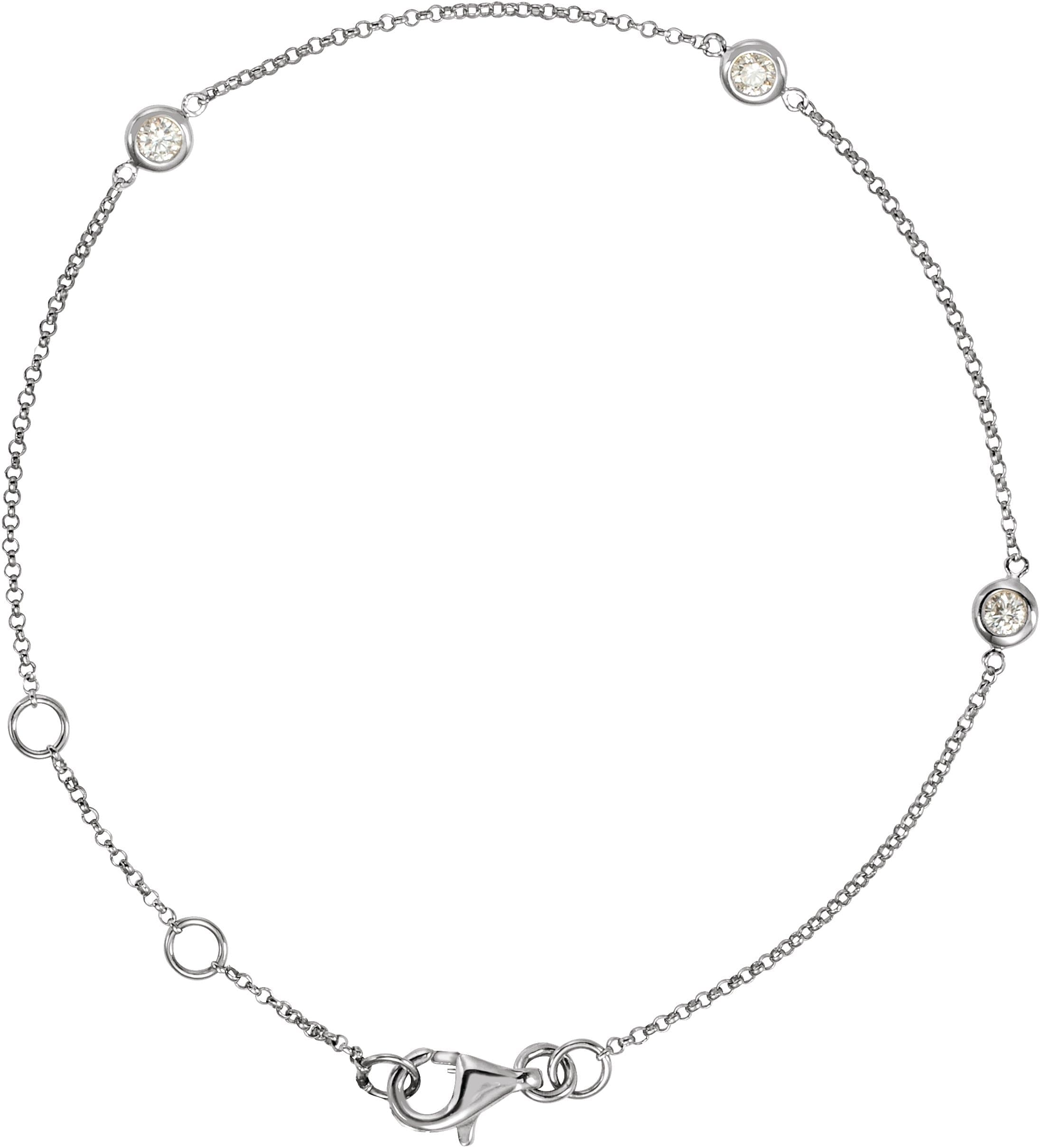 14K Rose 1/6 CTW Natural Diamond Bezel-Set 3-Station 5 1/2-7 Bracelet