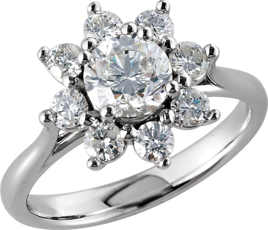 14K White 1 3/4 CTW Natural Diamond Cluster Ring