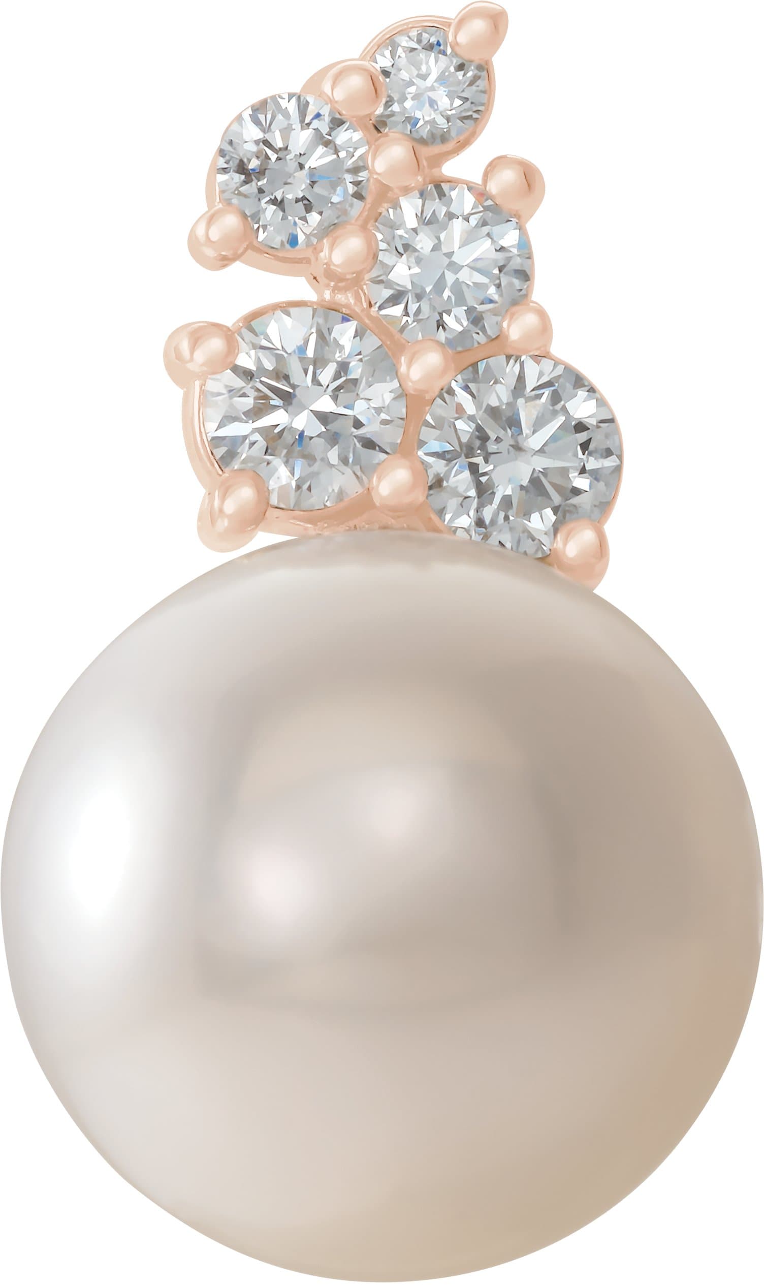14K Rose Cultured White Freshwater Pearl & 1/4 CTW Natural Diamond Pendant