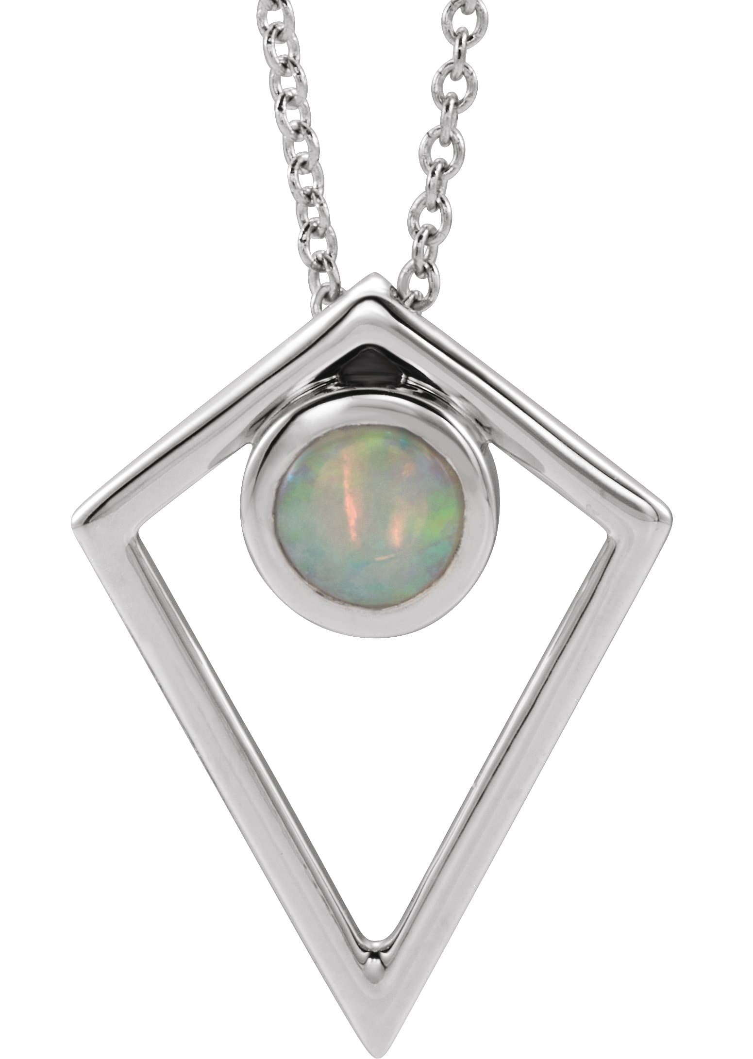 14K Rose Natural Black Onyx Cabochon Pyramid 16-18 Necklace