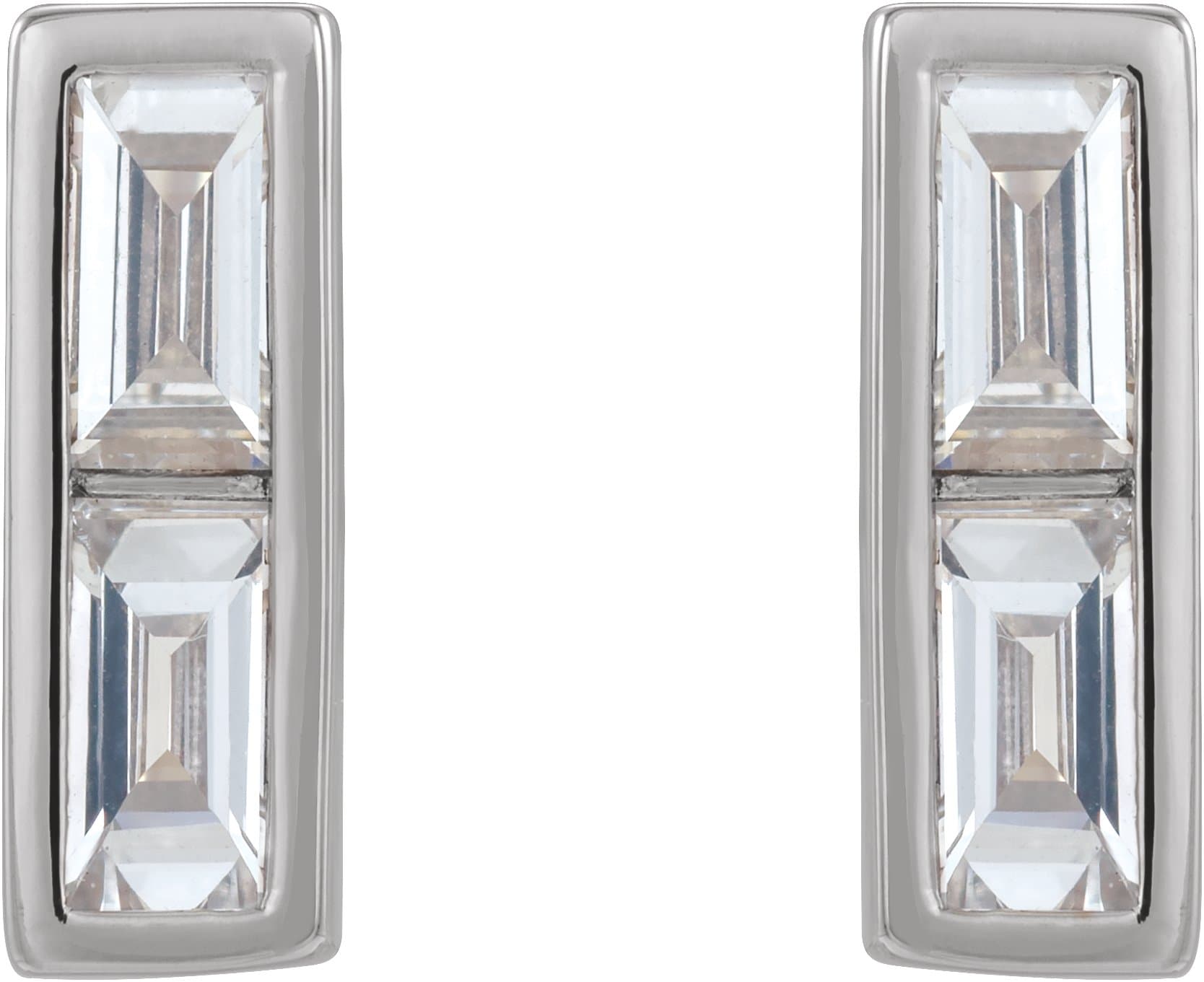 Baguette Bezel-Set Bar Earrings view 2