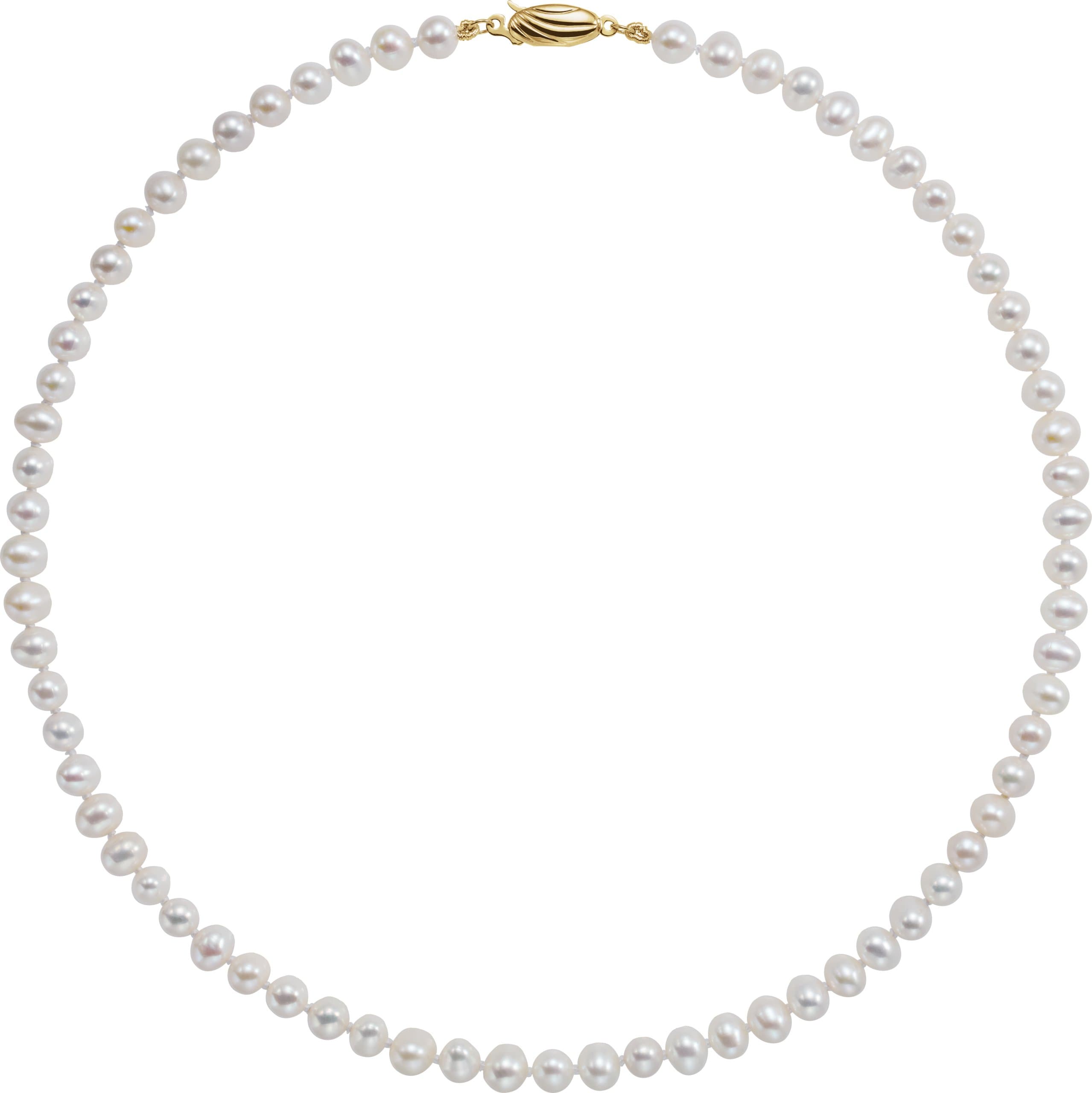 14K Yellow Panache® Cultured White Freshwater Pearl 16 Necklace