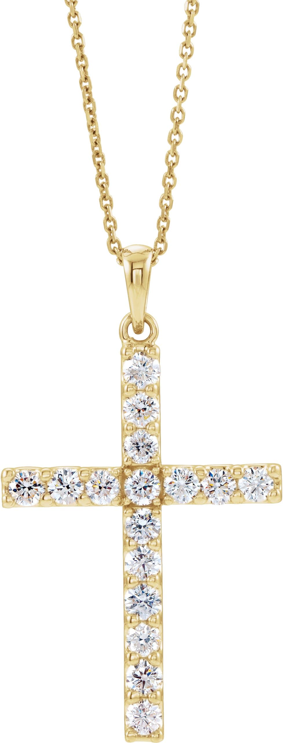 14K Rose 1 1/4 CTW Natural Diamond Cross 18 Necklace