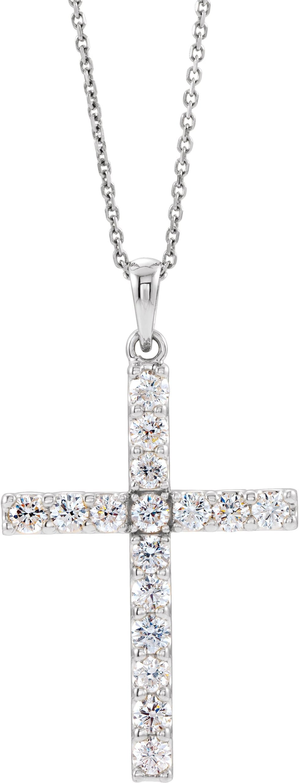 14K Rose 1 1/4 CTW Natural Diamond Cross 18 Necklace