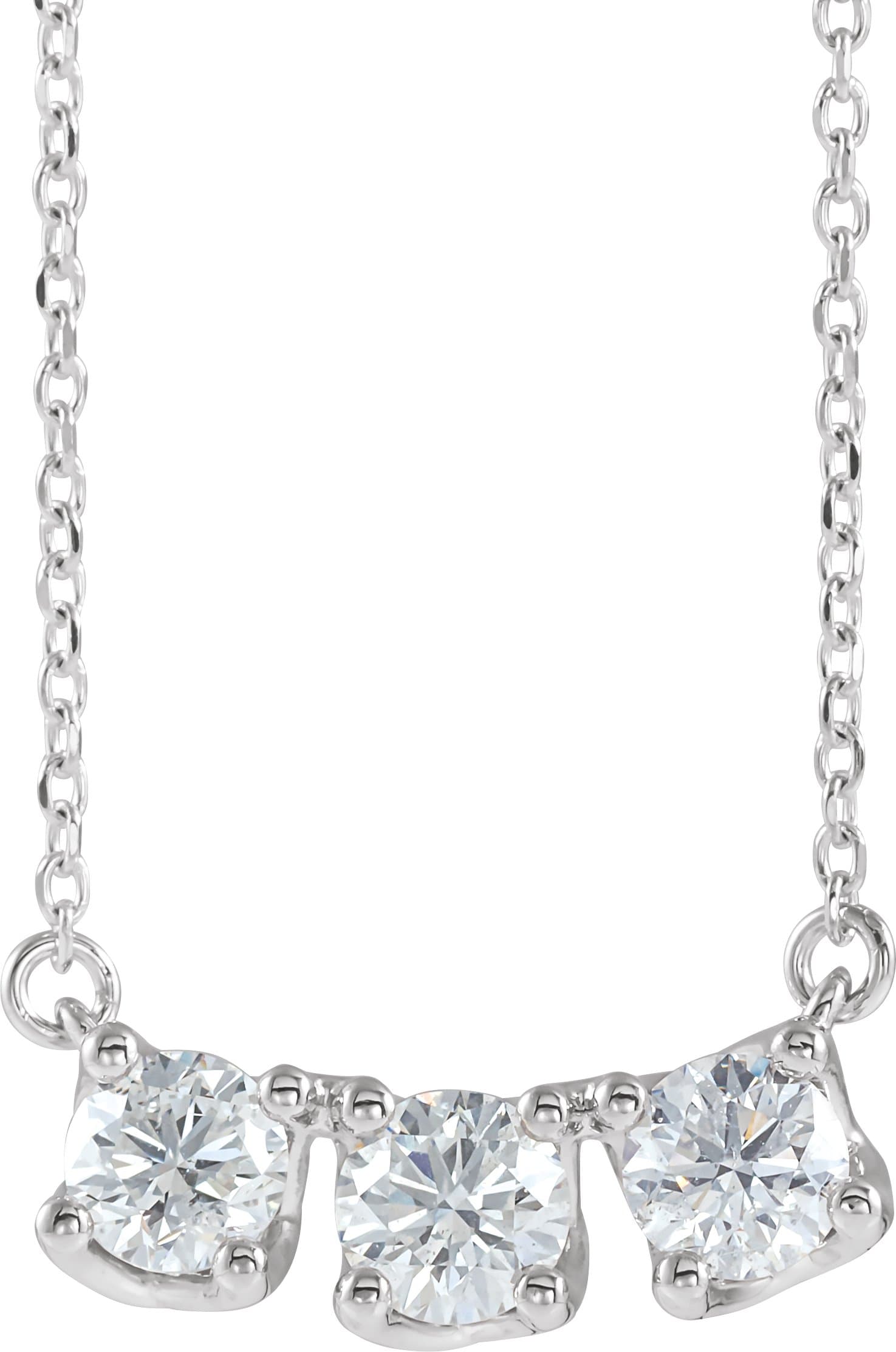 Three-Stone Curved Bar Necklace or Center view 1