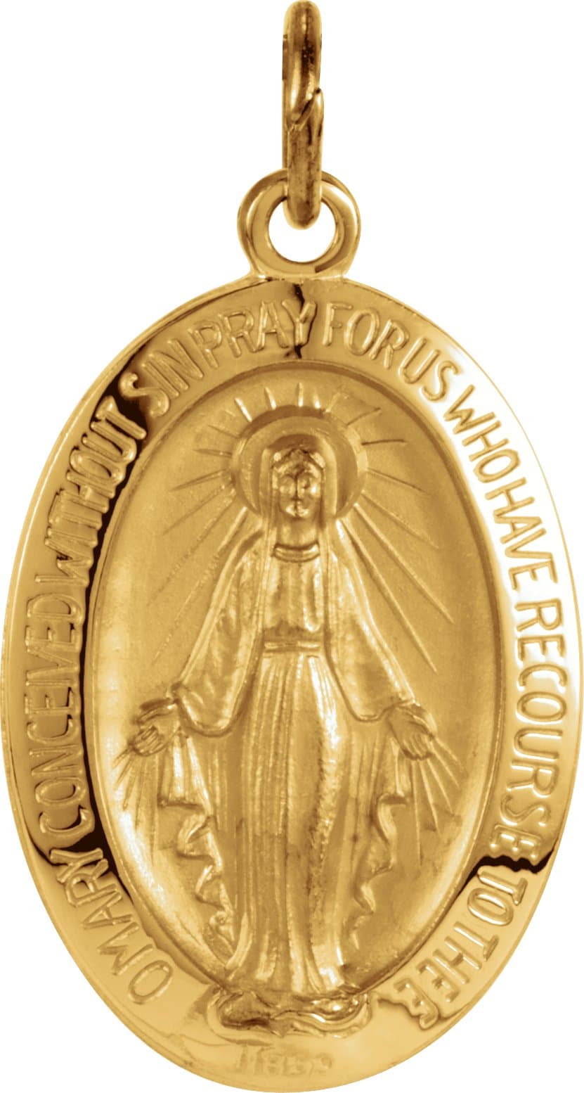 14K Yellow 12x8 mm Oval Miraculous Medal