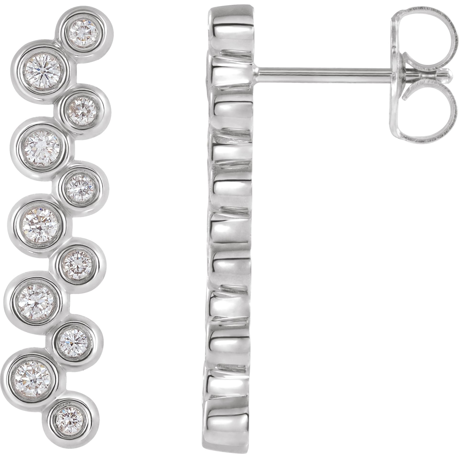 14K White 1/3 CTW Natural Diamond Bezel-Set Bar Earrings