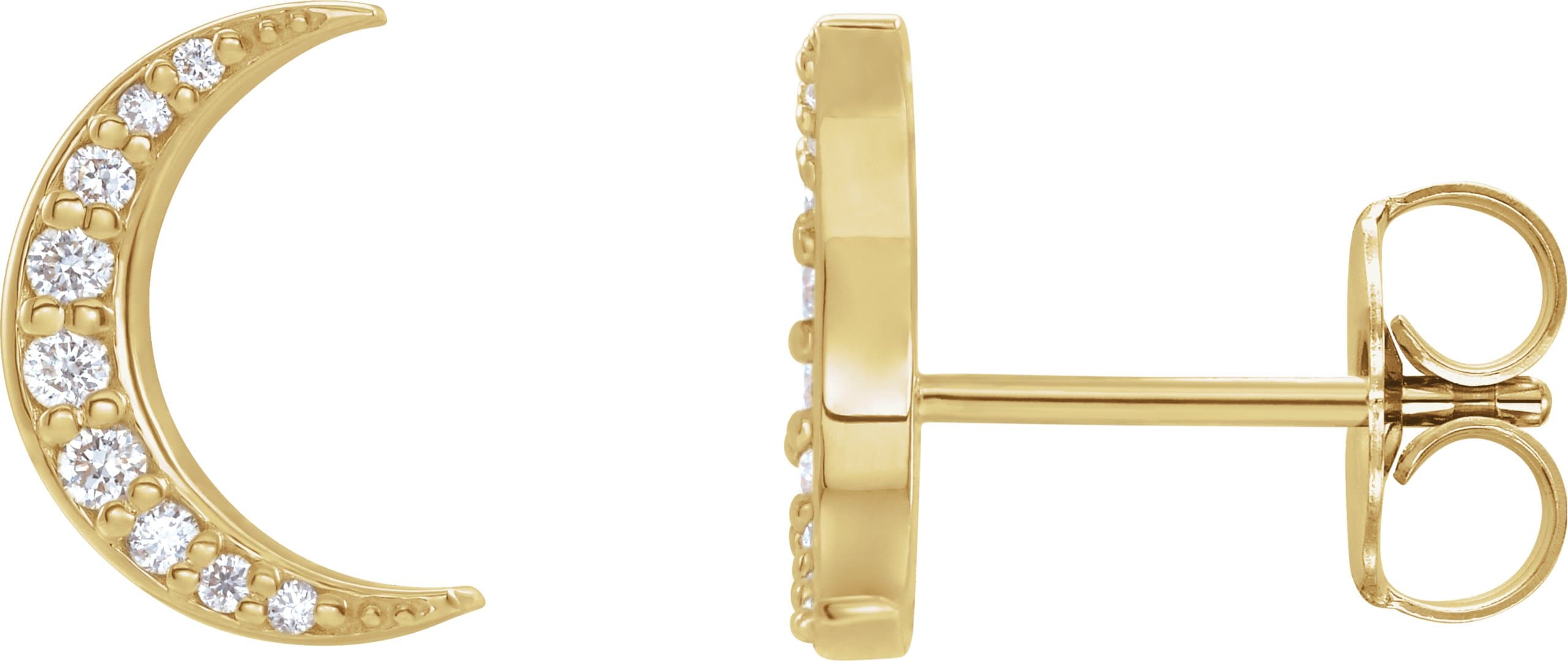 14K Rose 1/10 CTW Lab-Grown Crescent Moon Stud Earrings