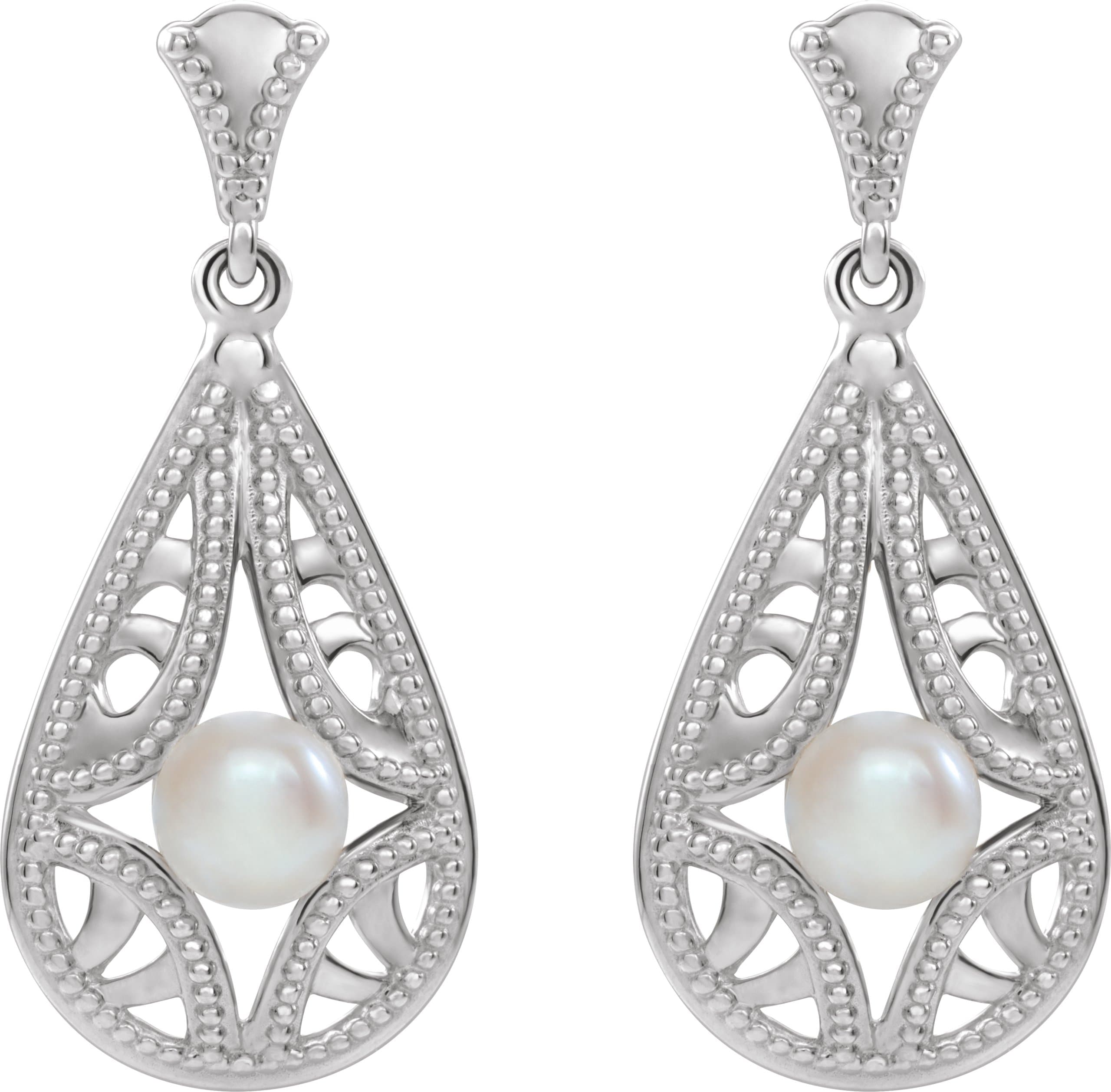 Vintage-Inspired Pearl Earrings view 2