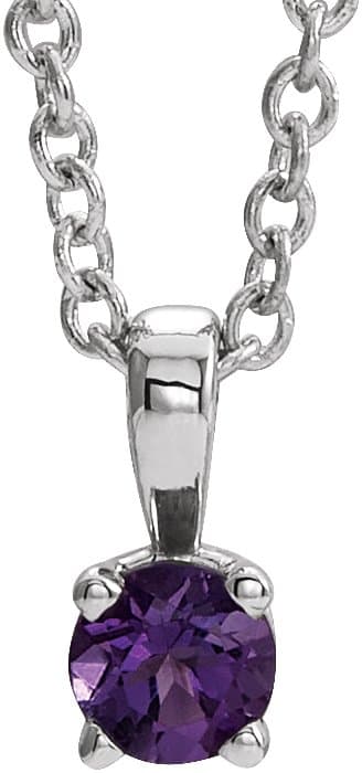 Sterling Silver 6 mm Imitation Amethyst 16-18" Necklace