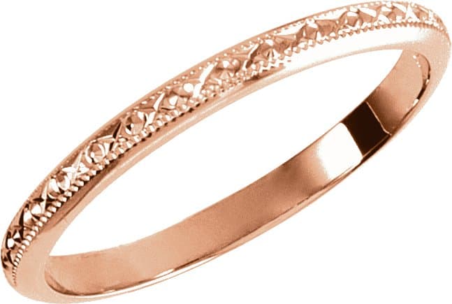 14K Rose 2 mm Milgrain Geometric Band Size 5.5