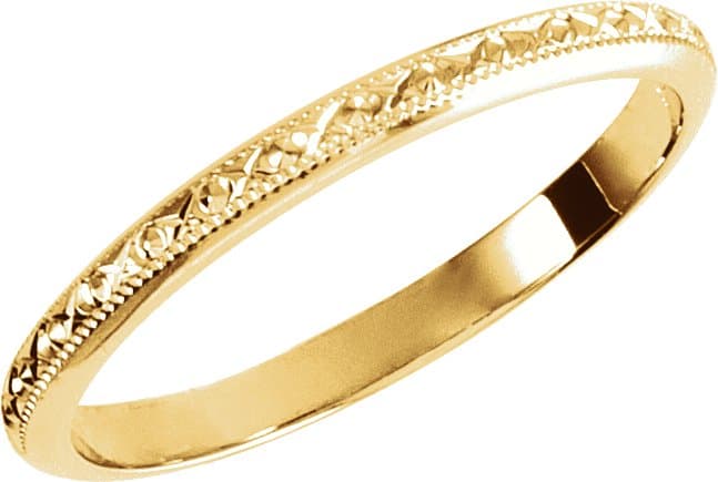14K Yellow 2 mm Milgrain Geometric Band Size 5.5 view 1