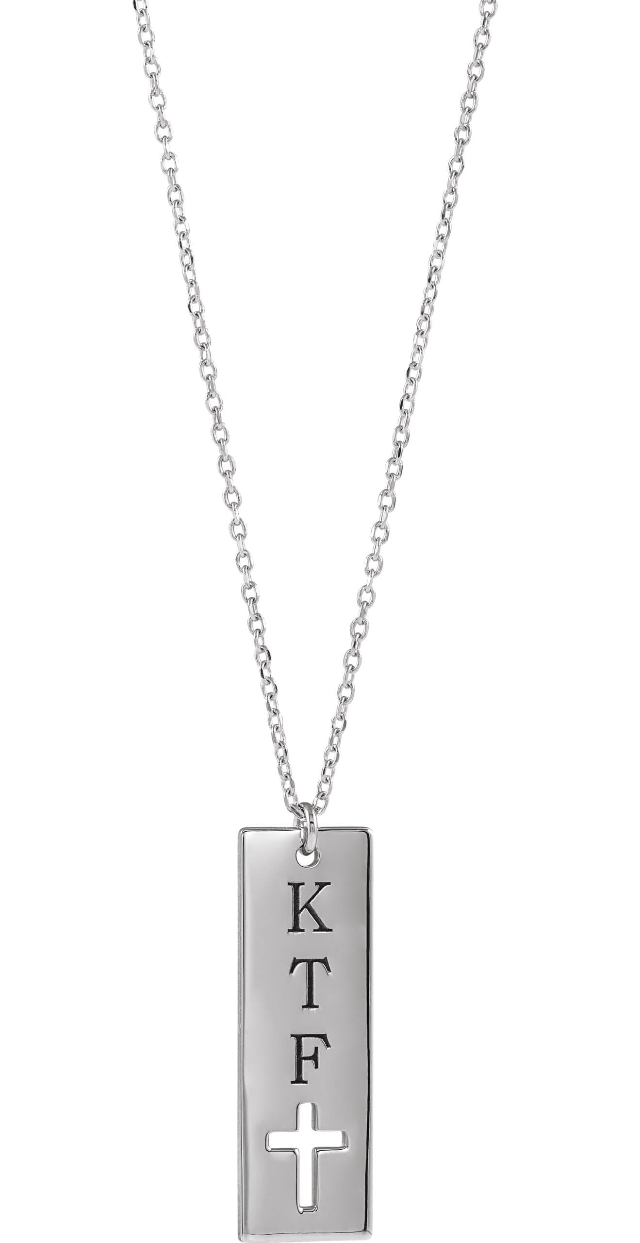 Engravable Pierced Cross Bar Necklace or Pendant view 3